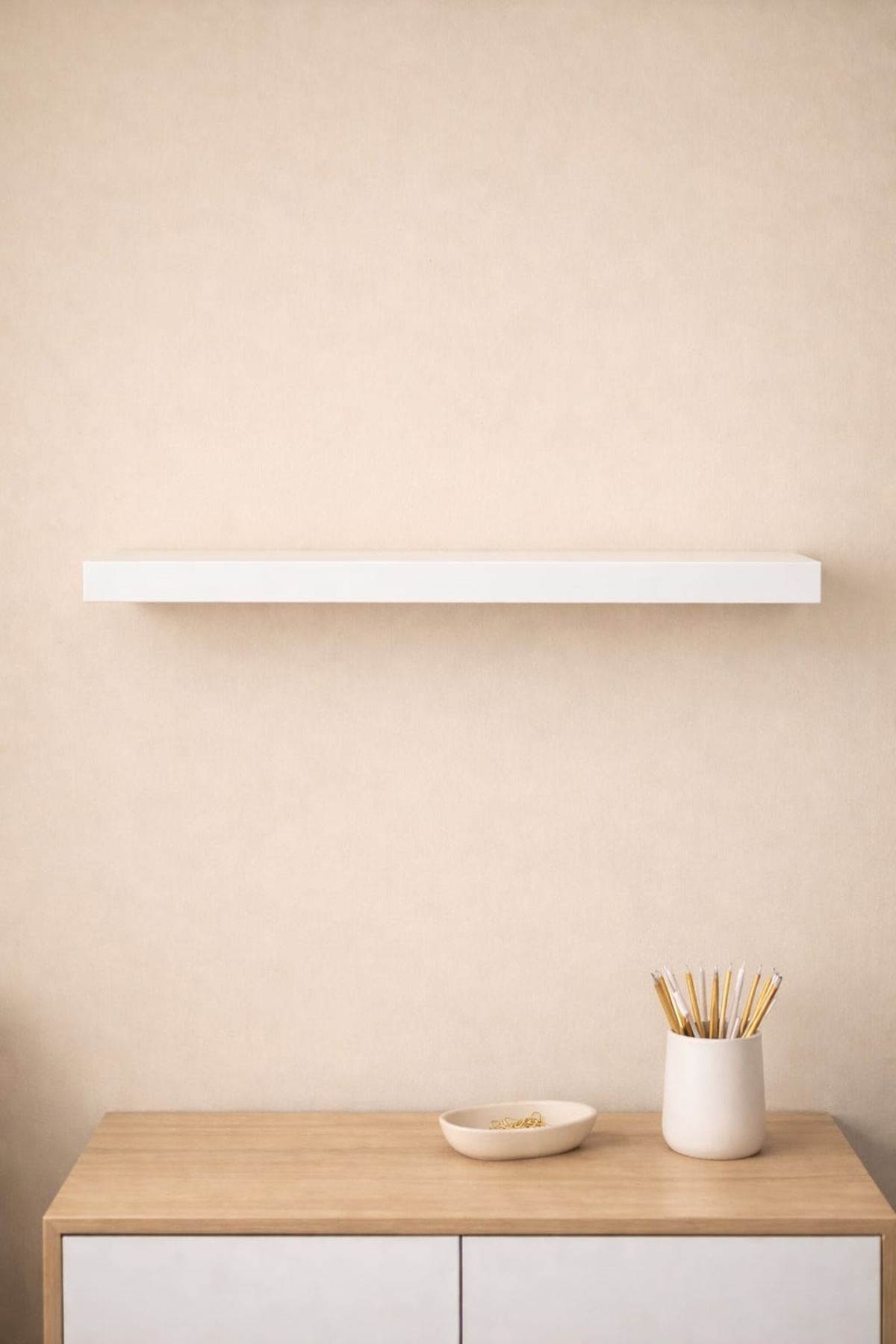 Beyaz Duvar Rafı Uçan Raf Gizli Raf