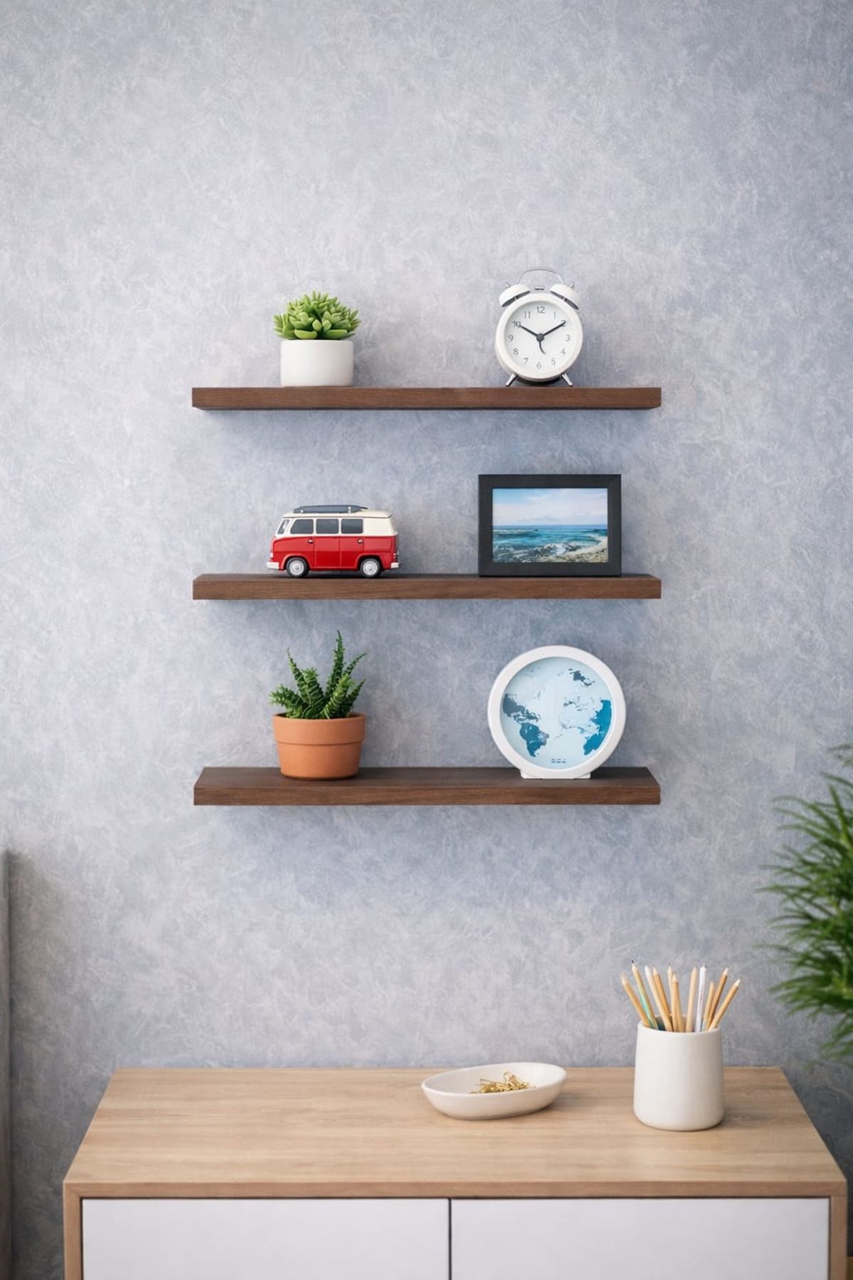 Barok Uçan Duvar Rafı 3lü Set Gizli Raf