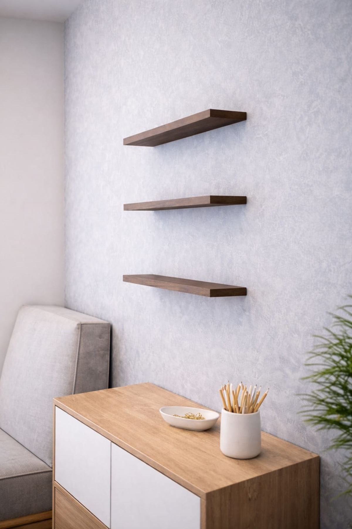 Barok Uçan Duvar Rafı 3lü Set Gizli Raf 15cm x 40cm