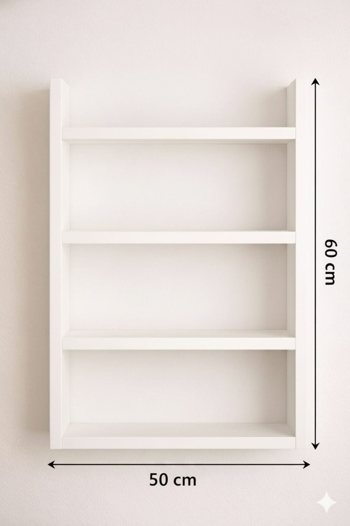  4 Raflı Mutfak Duvar Rafı Çok Amaçlı Raf Beyaz