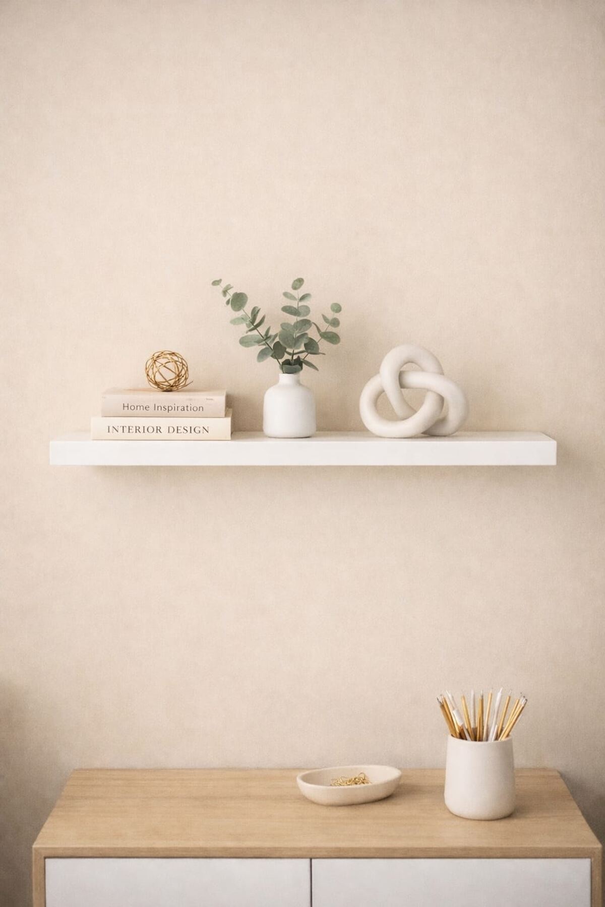 Beyaz Duvar Rafı Uçan Raf Tekli Gizli Raf 30cm 