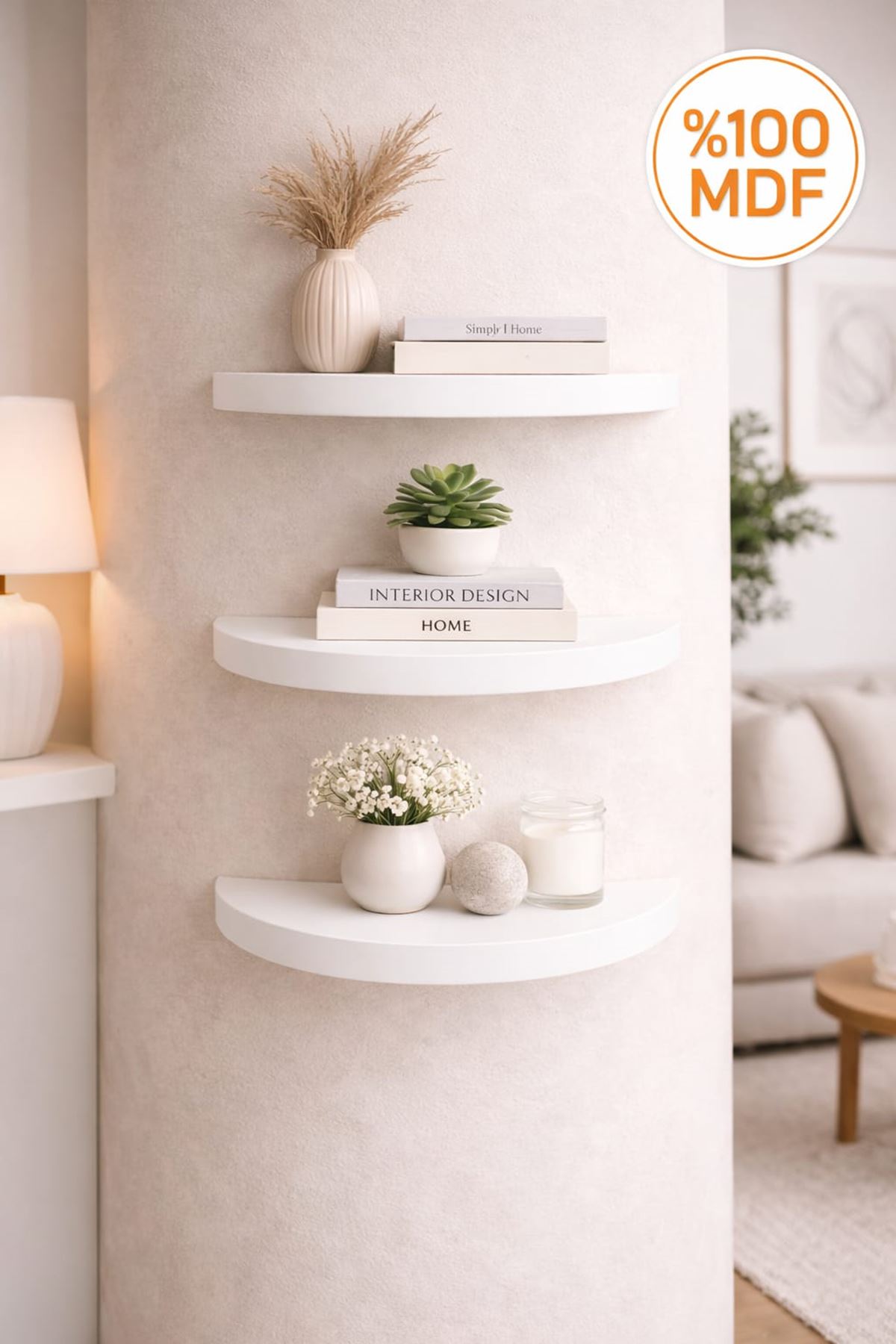 3'lü Yarım Daire Duvar Rafı