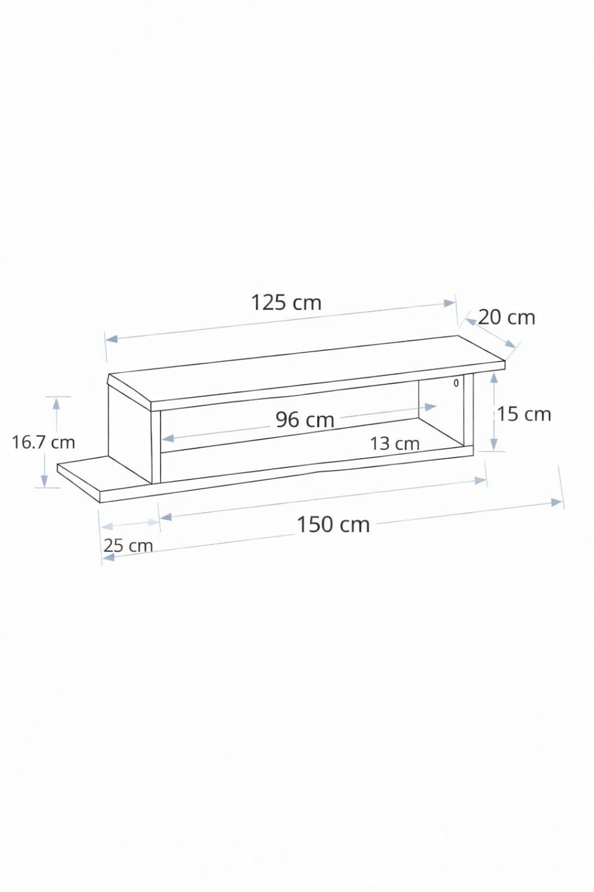 Dekoratif Raflı Duvar Tv Ünitesi  Z Raf Beyaz