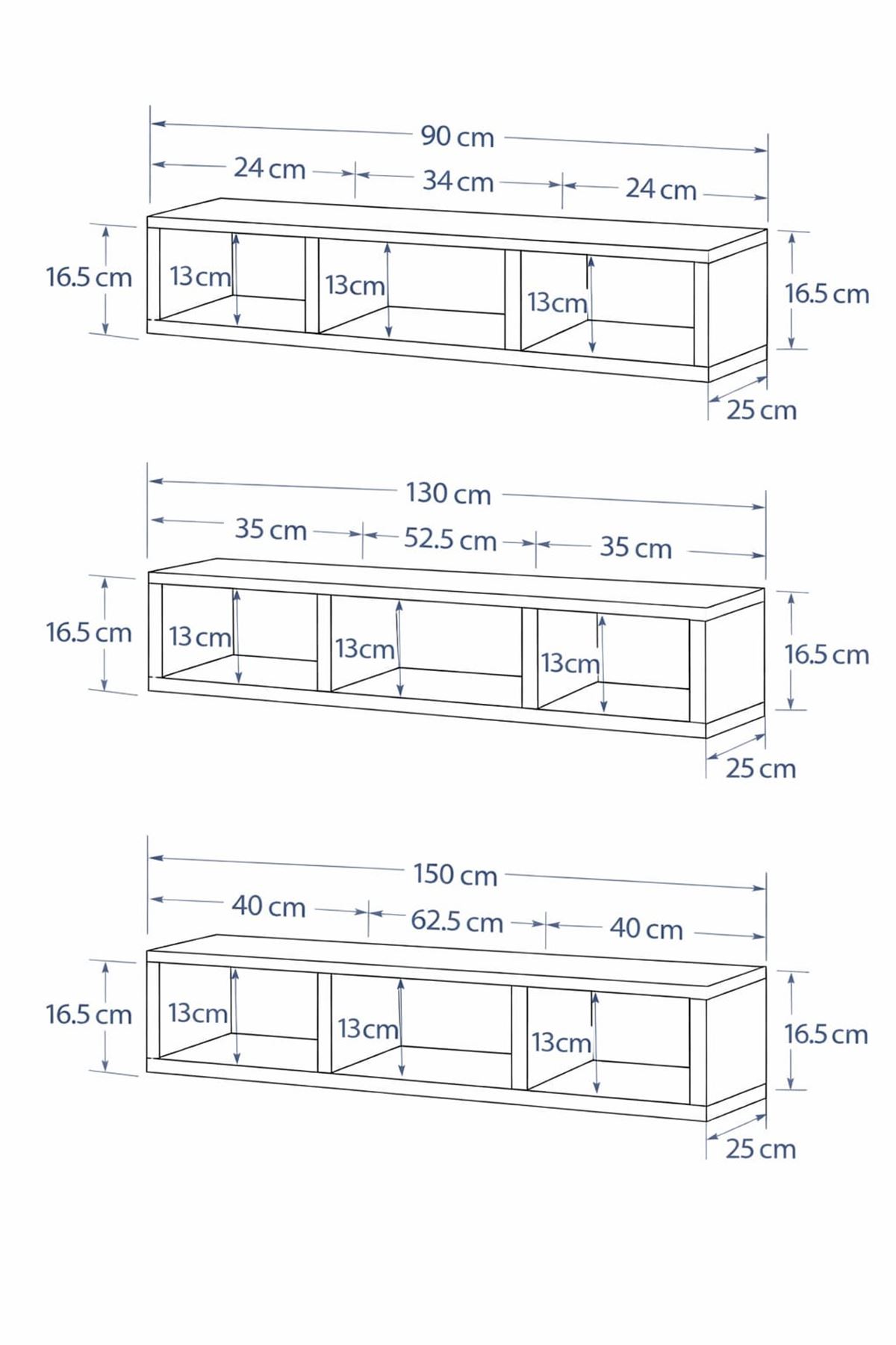 Dekoratif Duvar Rafı - Tv Ünitesi 2 Parçalı Beyaz