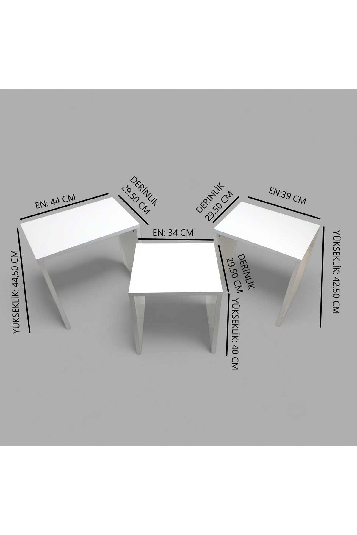 3'lü Zigon Sehpa BEYAZ ASIL