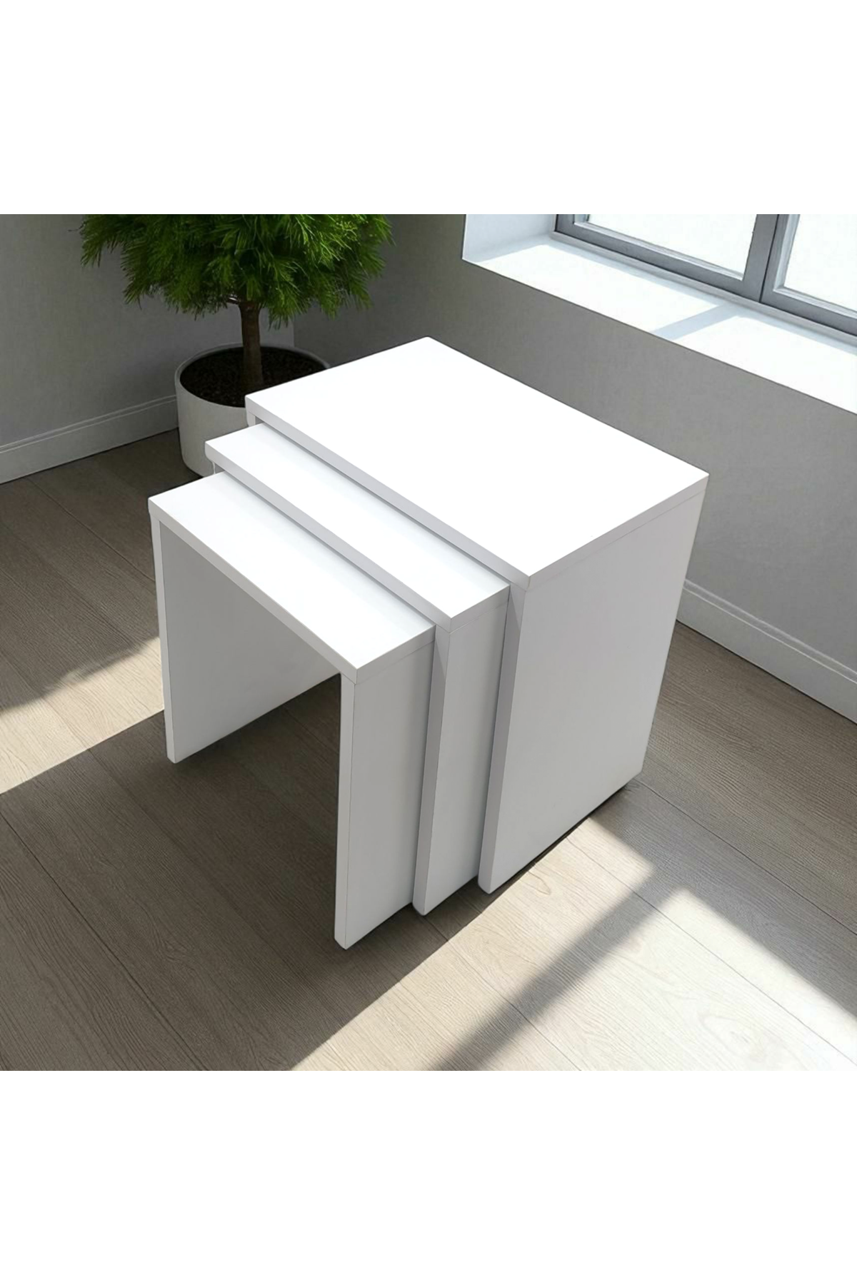 3'lü Zigon Sehpa BEYAZ ASIL