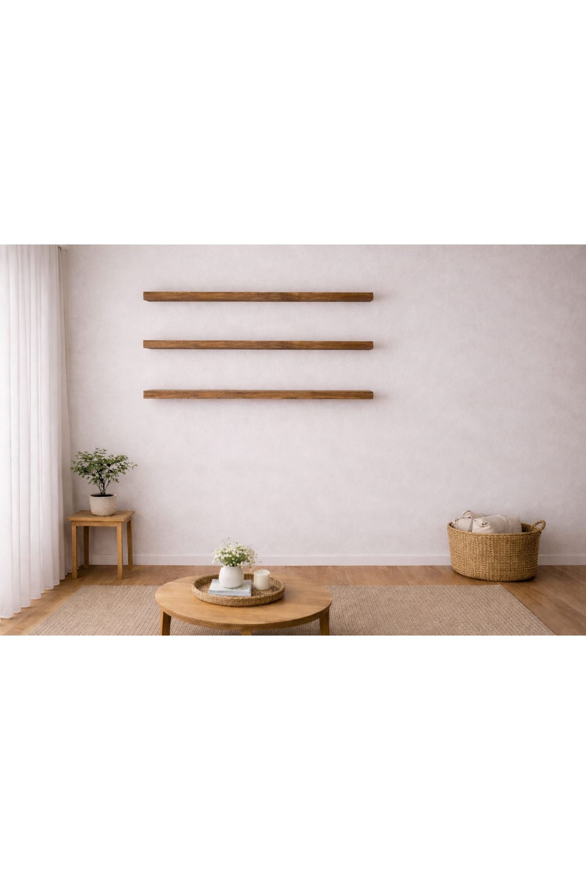 30 mm 3'lü Uçan Duvar Rafı Set Gizli Raf- Barok