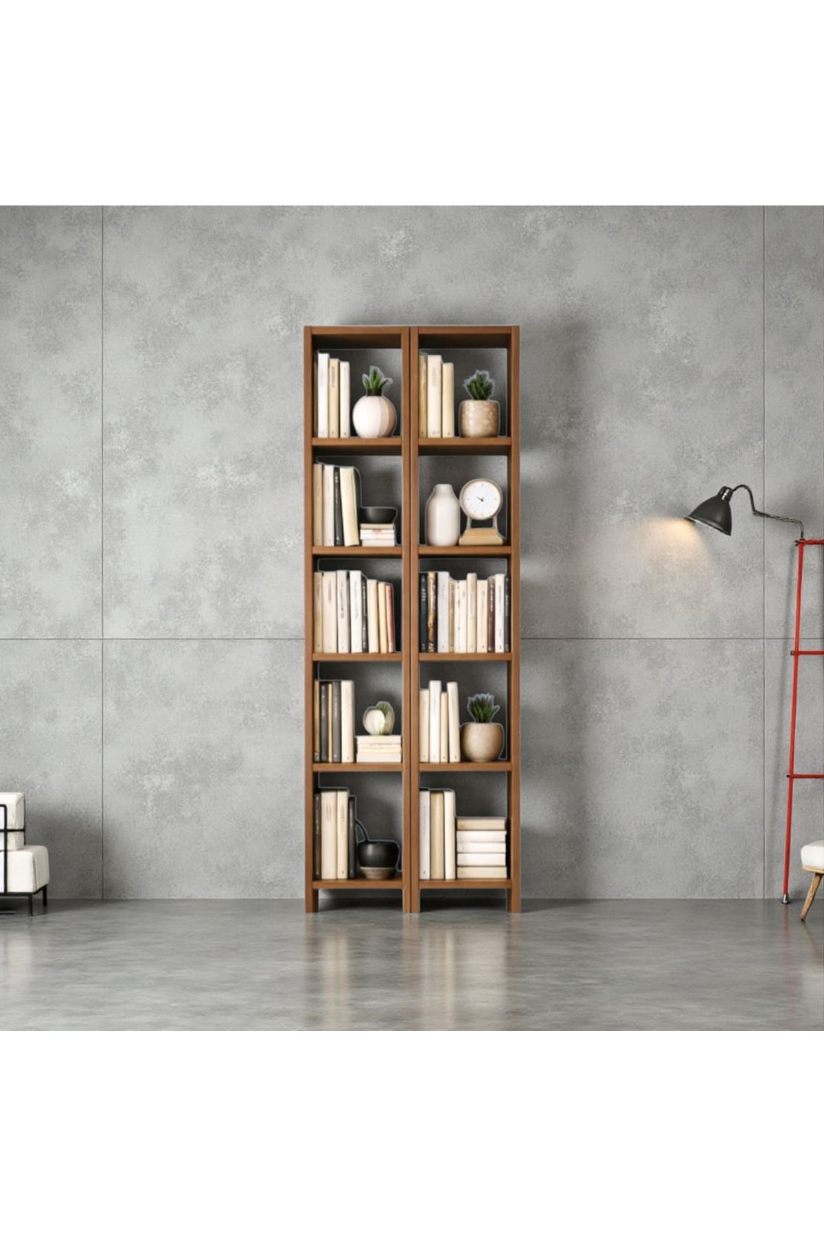 2'li 6 Raflı Dekoratif Kitaplık BAROK Kitaplık Ofis Kitaplığı Dolap Kitap Rafı 