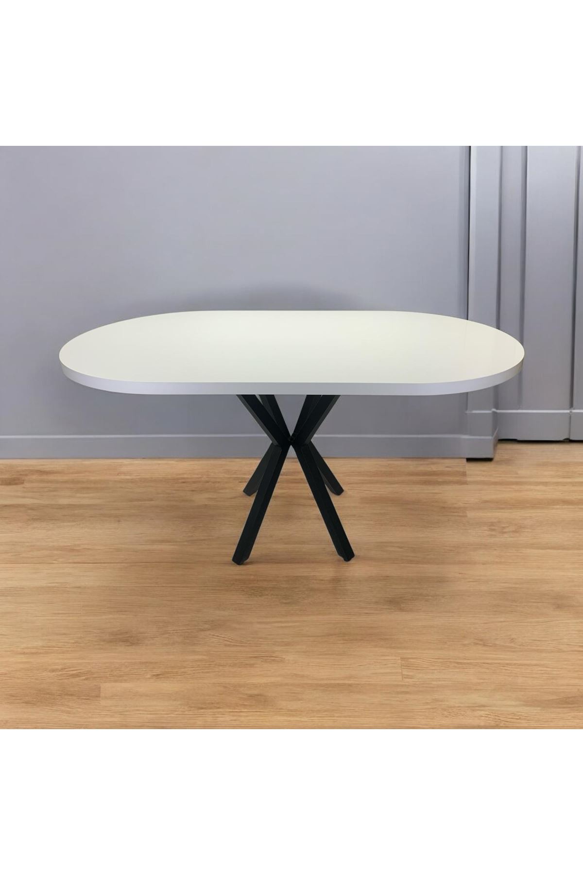 Oval Yemek Masası 6 Kişilik 160 x 90 BEYAZ 