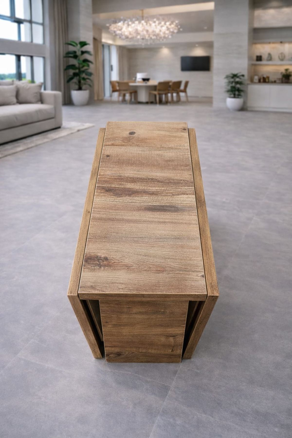 Demonte Pratik Açılır Kapanır Kanatlı Masa - Yemek Masası Atlantik Çam