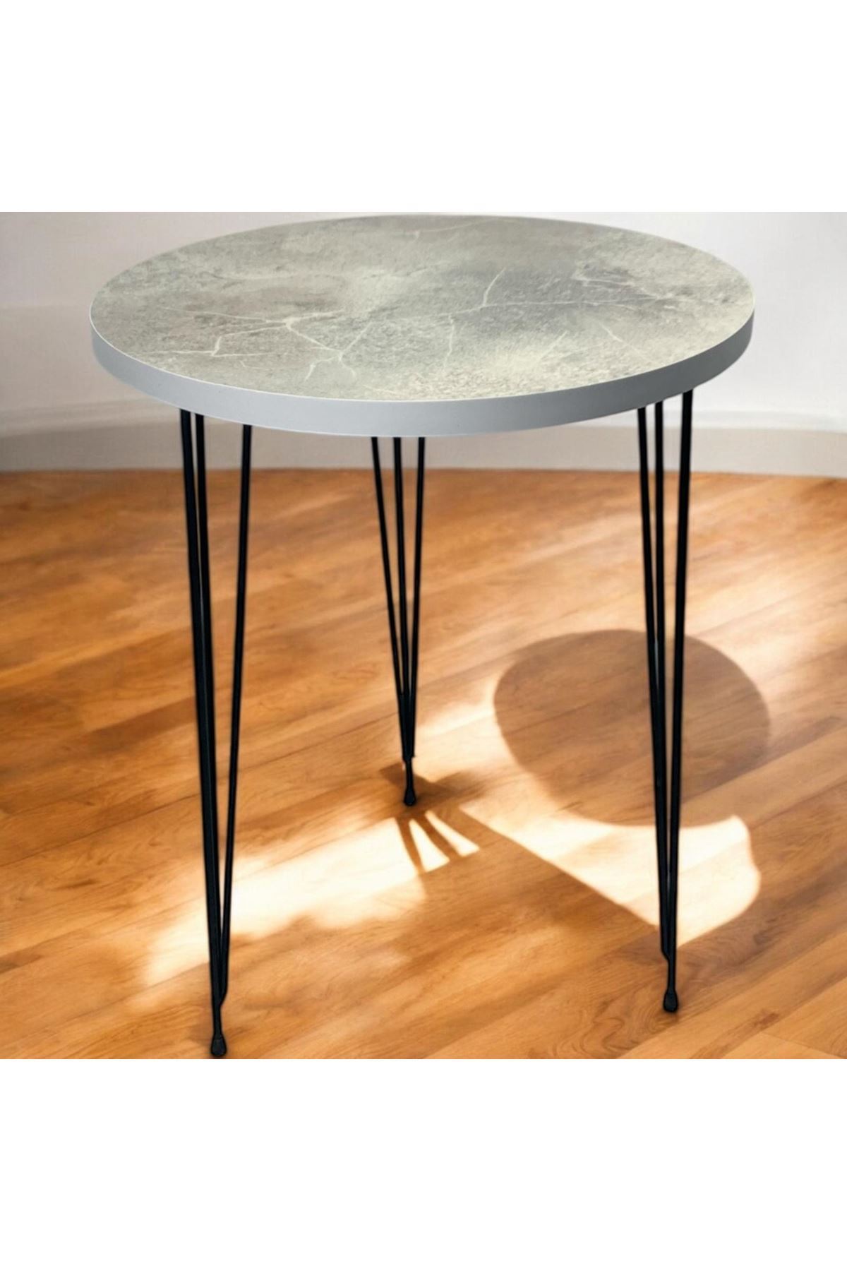 Zigon Sehpa Metal Tel Ayak ( BEYAZ MERMER )