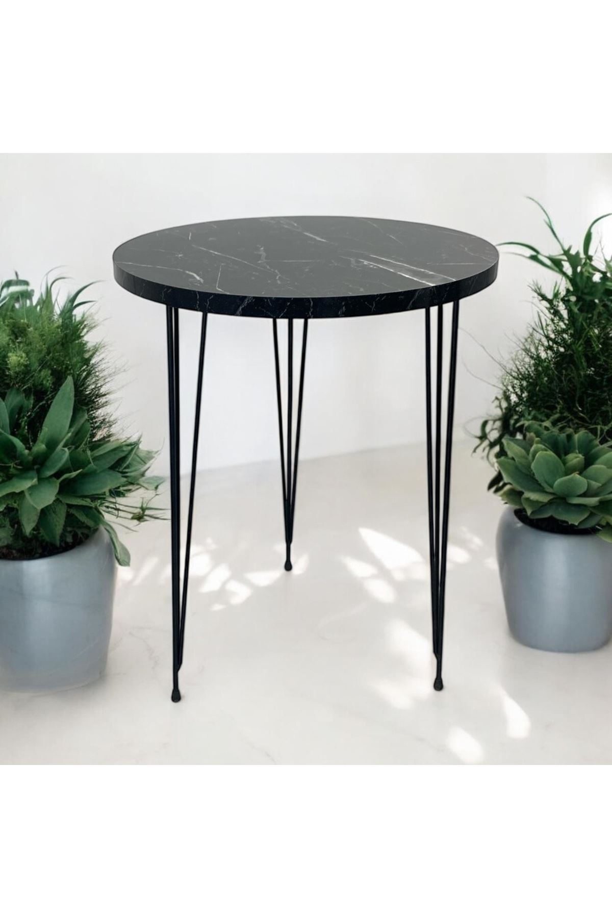 Zigon Sehpa Metal Tel Ayak ( SİYAH MERMER )