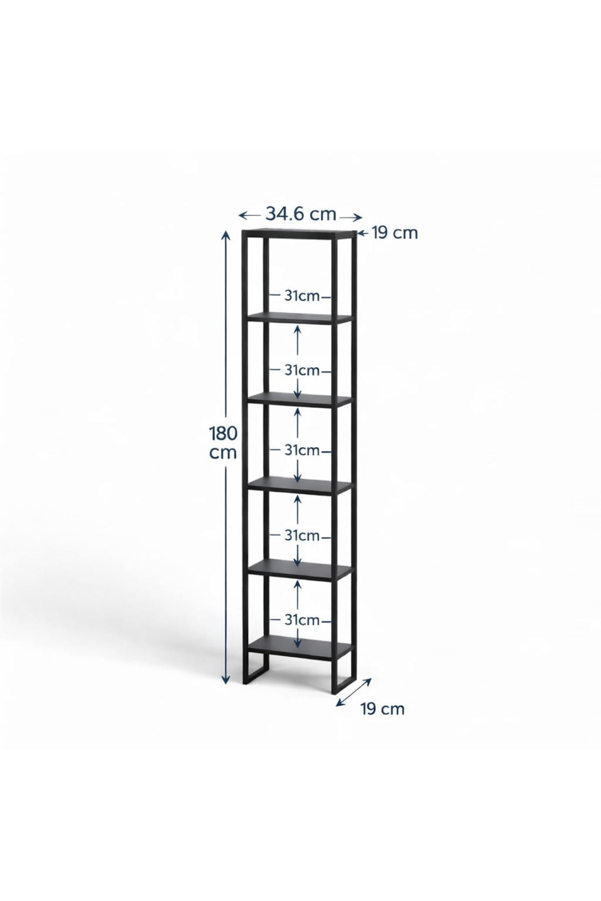 6 Raflı Dekoratif Kitaplık ATLANTIK ÇAM  Kitaplık Ofis Kitaplığı Dolap Kitap Rafı