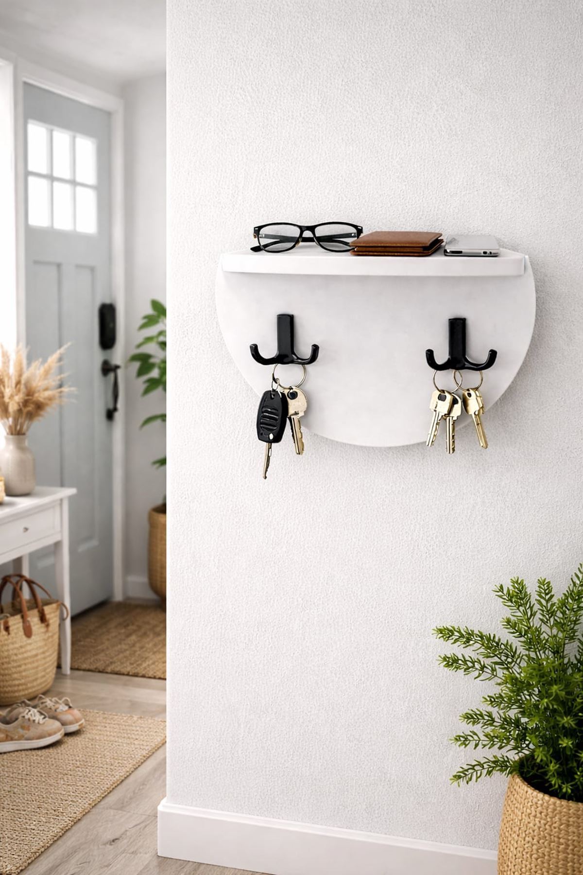 2 ASKILIKLI DUVAR RAFI -ANAHTARLIK-YARIM BÖLMELİ