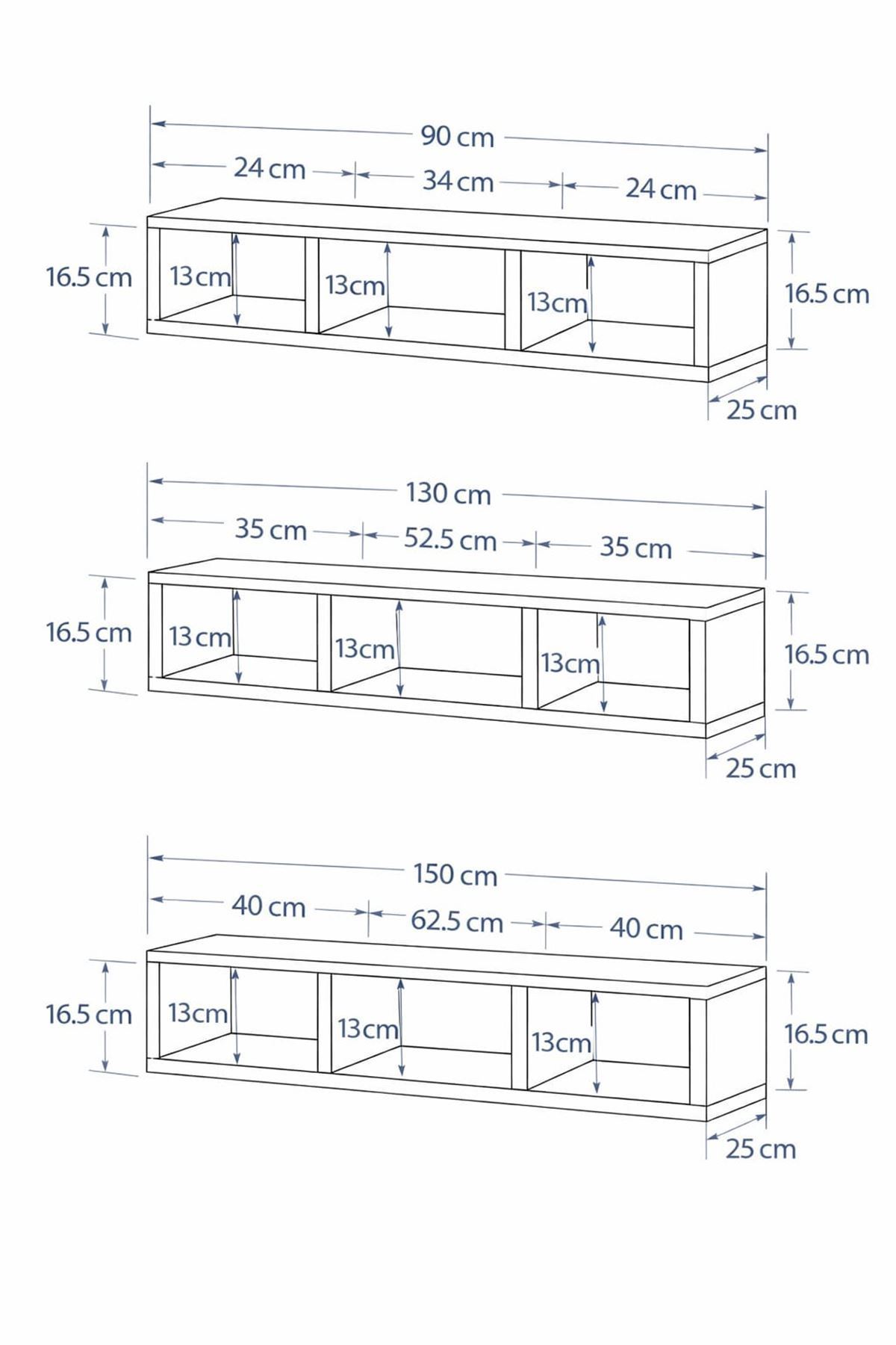 Dekoratif Duvar Rafı - Tv Ünitesi 2 Parçalı Beyaz