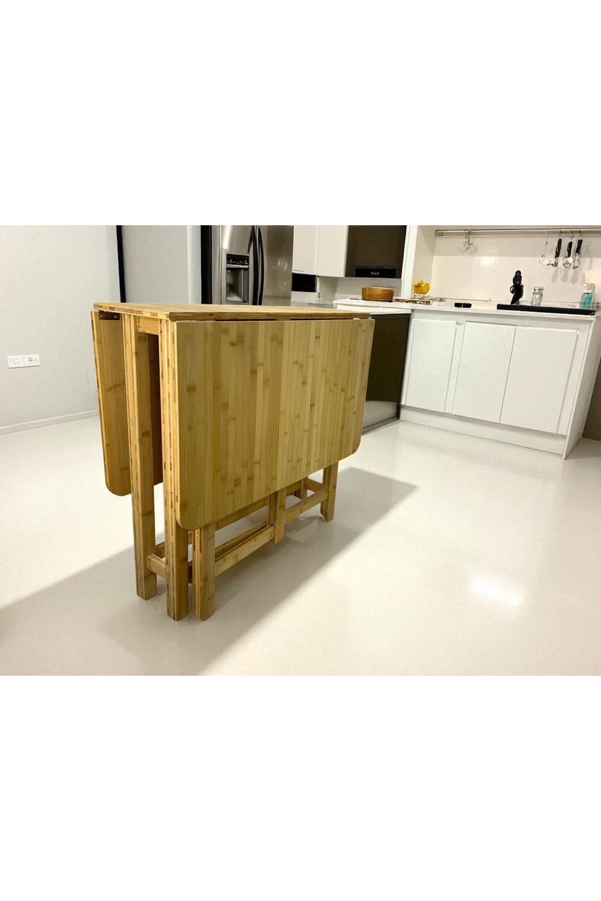 Katlanır Kanatlı Masa Yemek Masası Çalışma Masası Mutfak Masası BAMBU