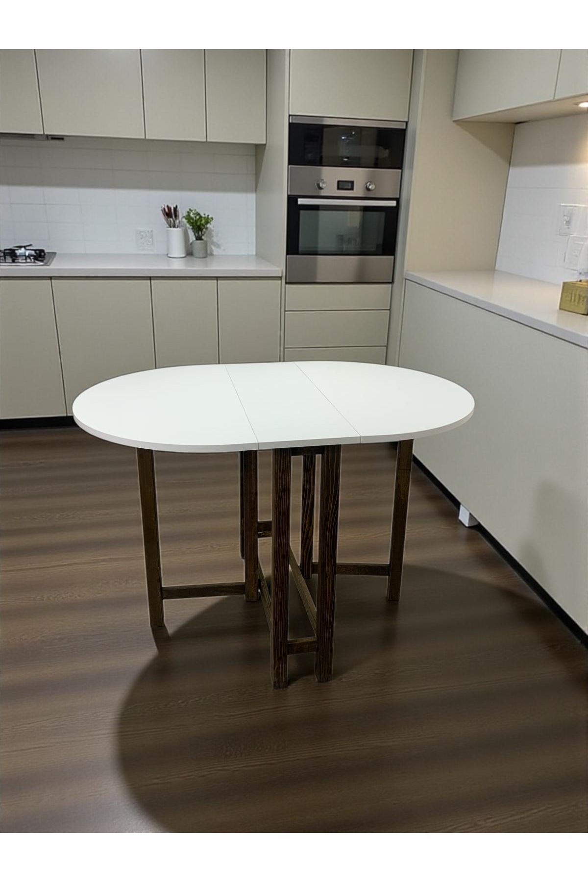 Katlanır Kanatlı Masa Yemek Masası Çalışma Masası Mutfak Masası Beyaz