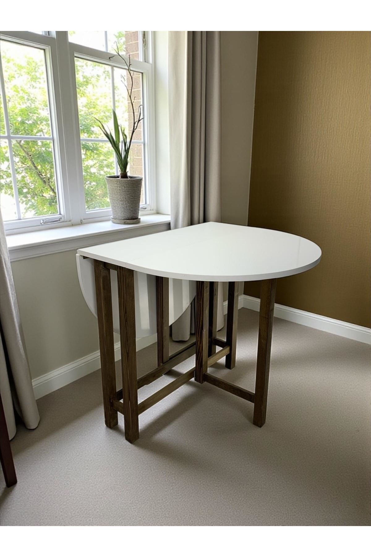 Katlanır Kanatlı Masa Yemek Masası Çalışma Masası Mutfak Masası Beyaz