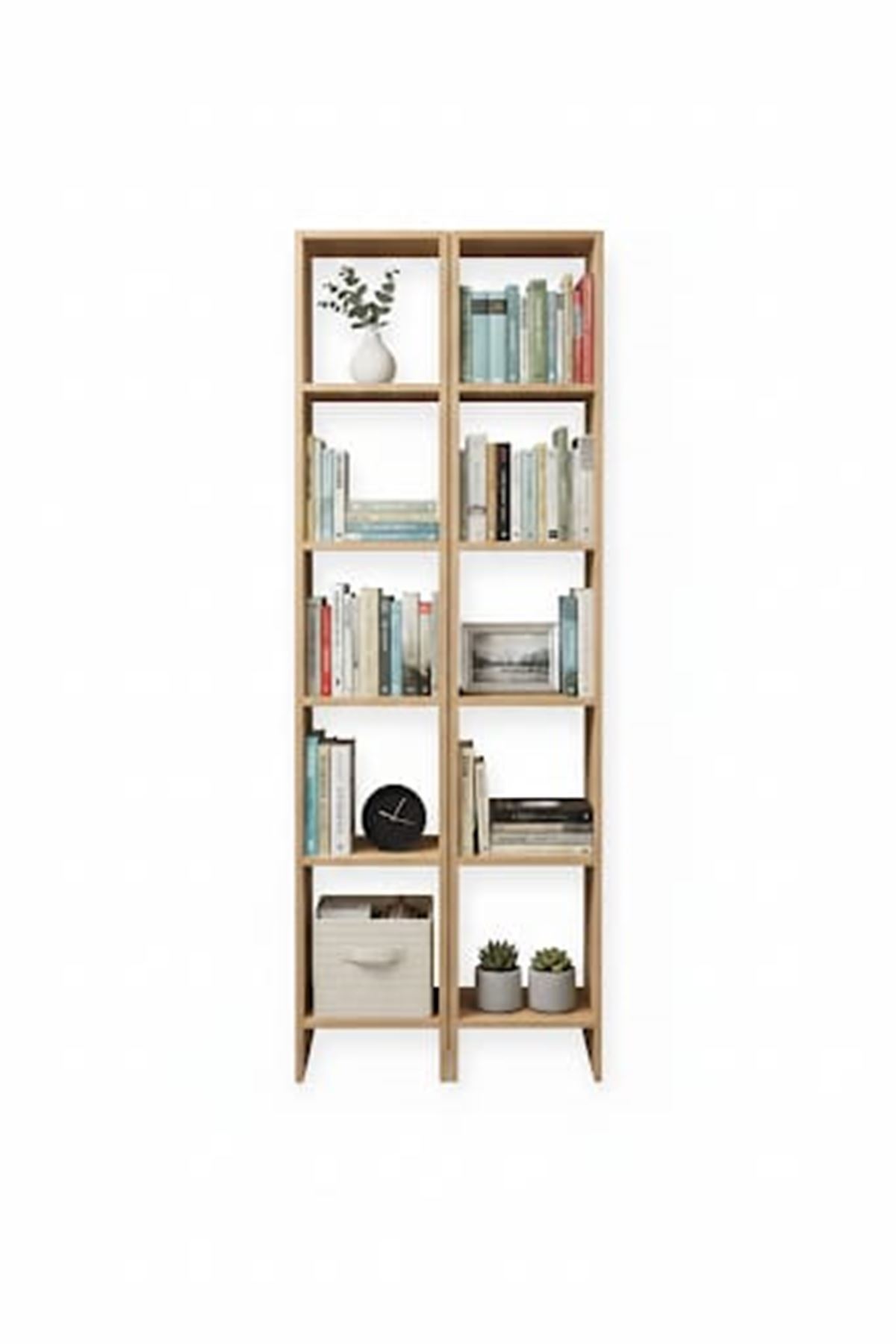 2'li 6 Raflı Dekoratif Kitaplık Atlantik Çam Kitaplık Ofis Kitaplığı Dolap Kitap Rafı