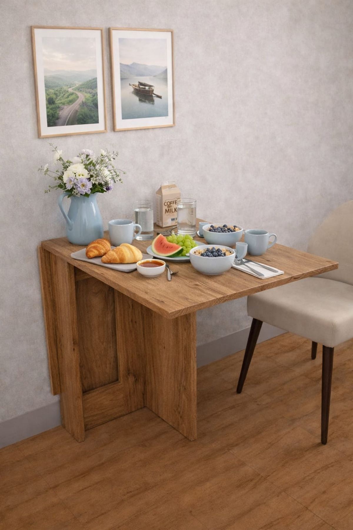 Demonte Pratik Açılır Kapanır Kanatlı Masa - Yemek Masası Garda