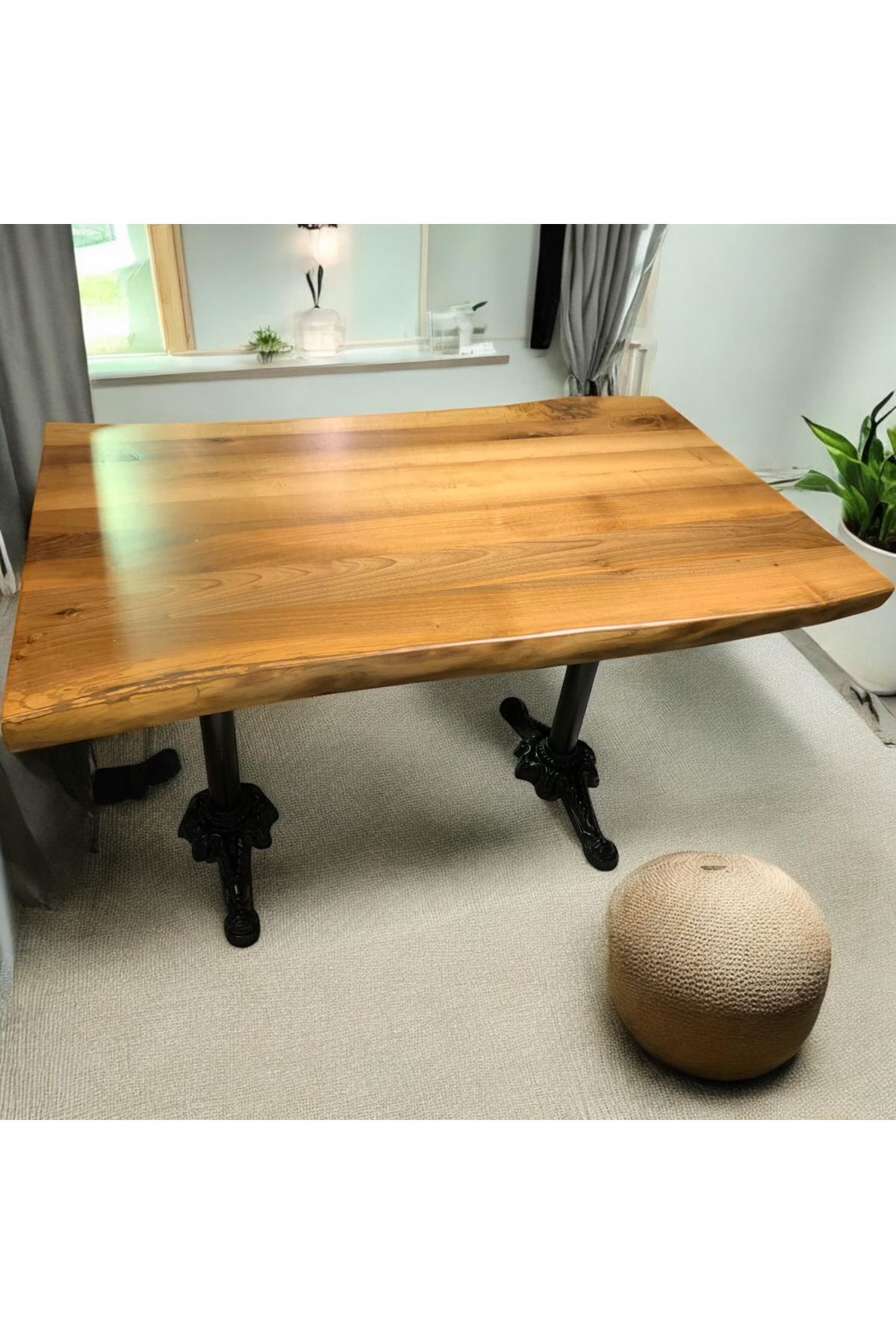 CAFE MASA Ahşap Kütük Masa ASLAN AYAK 120x70