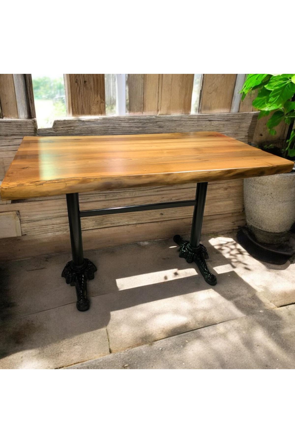 CAFE MASA Ahşap Kütük Masa ASLAN AYAK 180x90