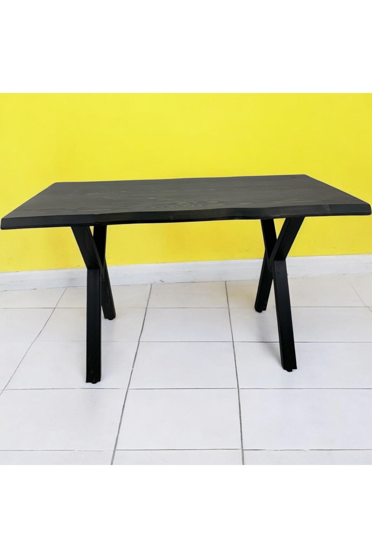 CAFE MASA SİYAH KÖKNAR Kütük Masa X AYAK SİYAH 120x70