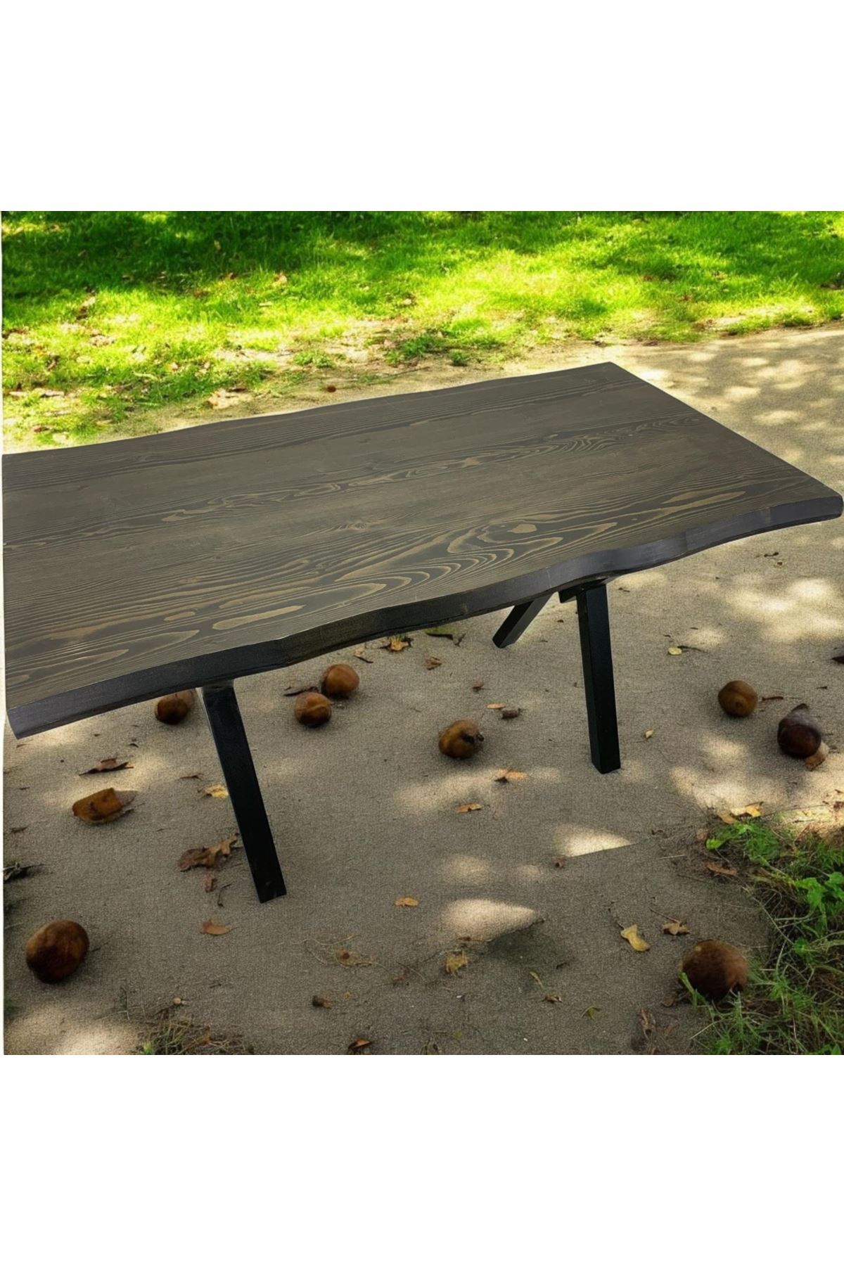 CAFE MASA SİYAH KÖKNAR Kütük Masa X AYAK SİYAH 120x70