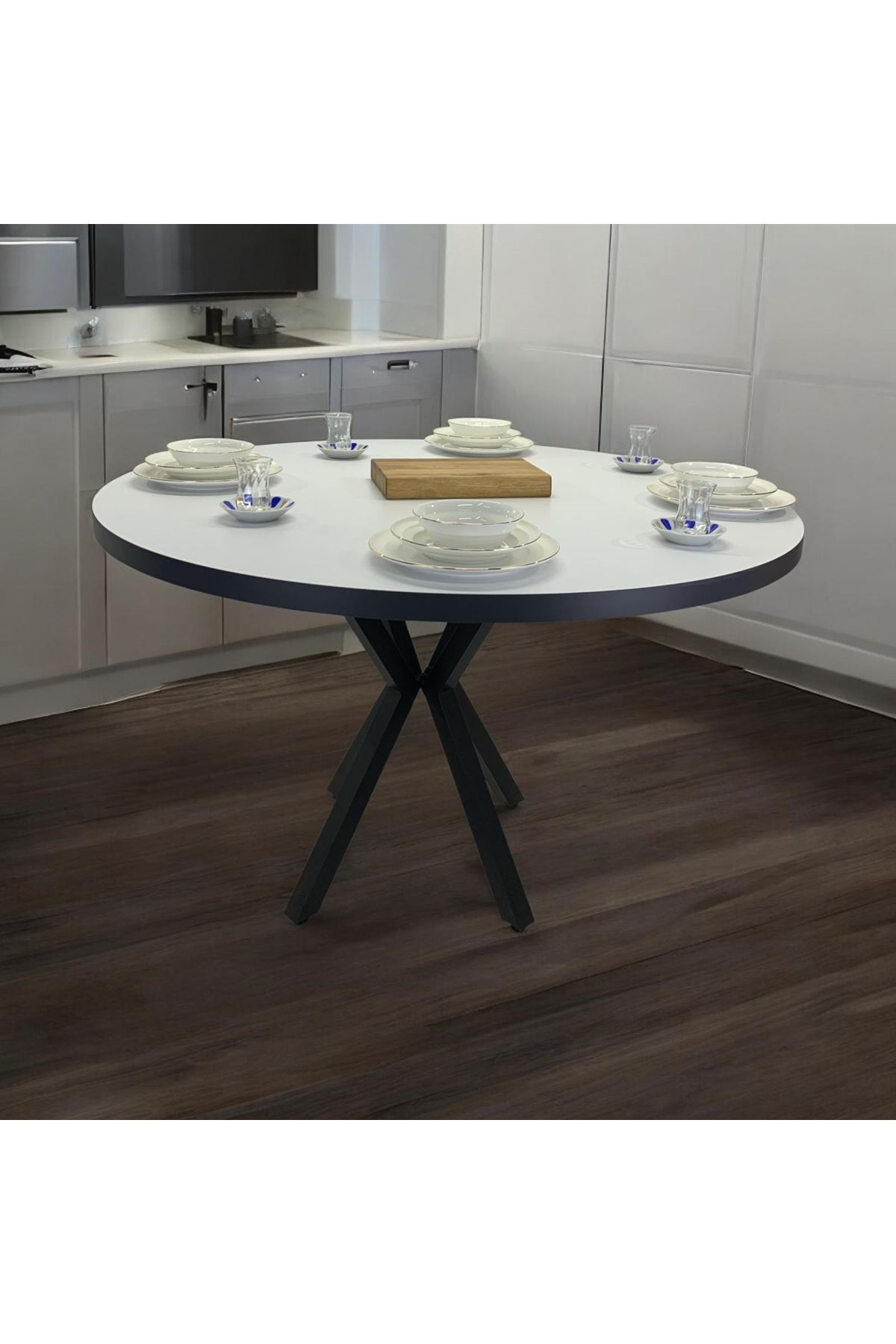 Yuvarlak Yemek Masası BEYAZ Ahtapot AYAK 120 Çap