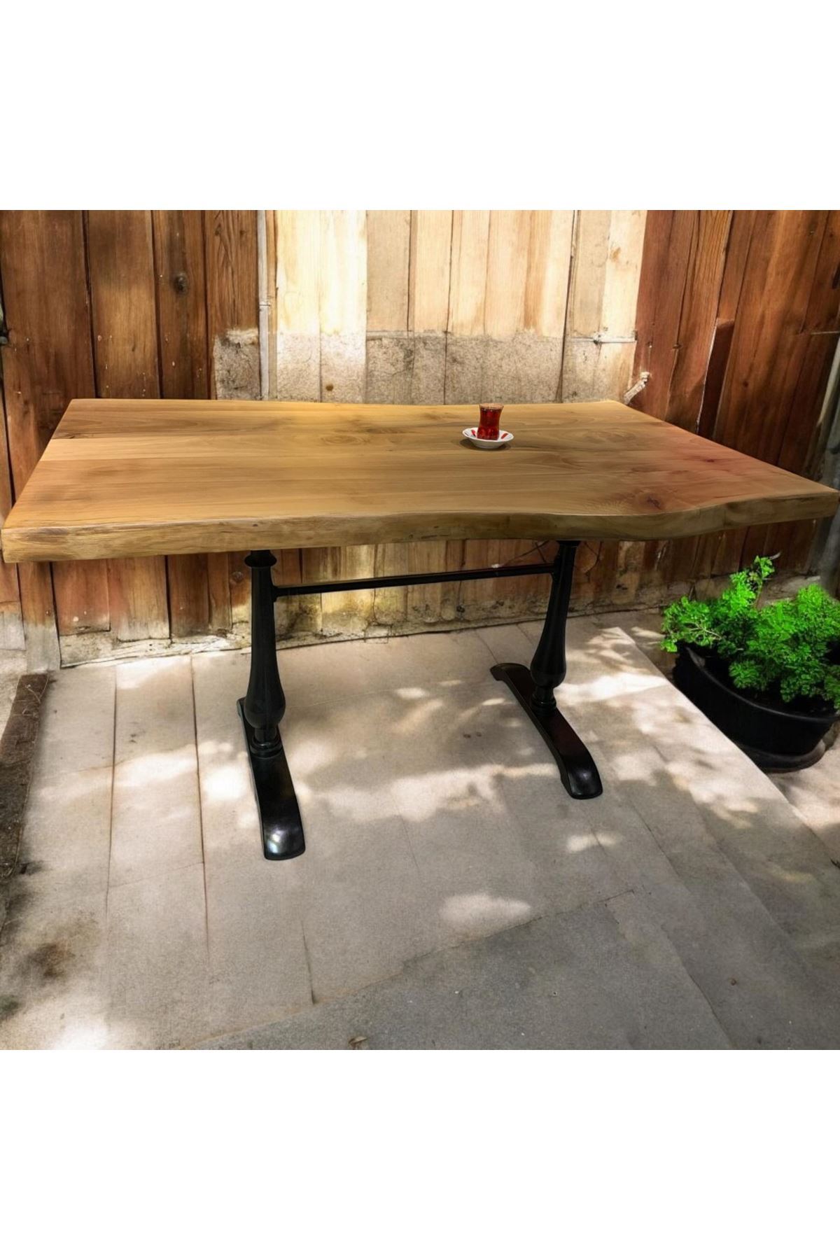 CAFE MASA Ahşap Kütük Masa DAMLA AYAK 180x90