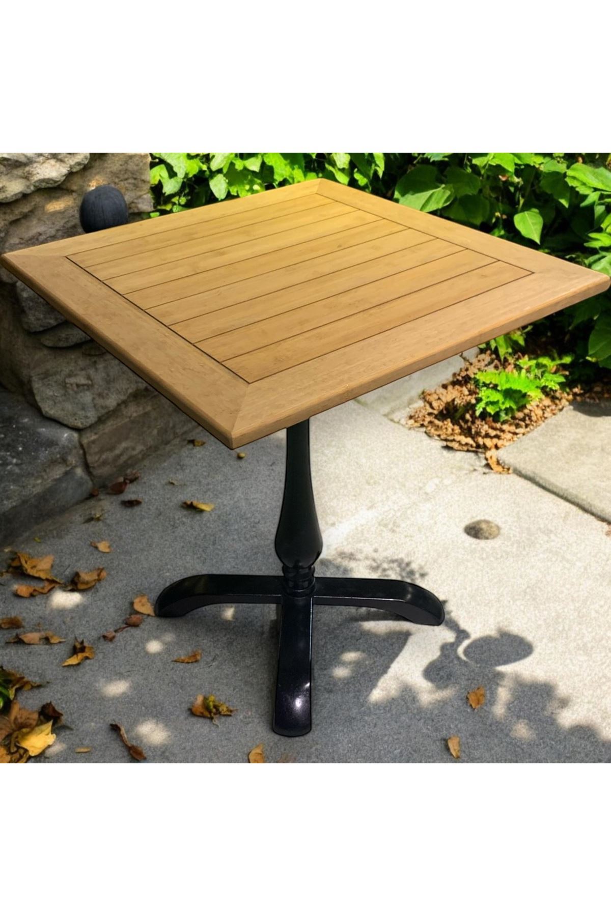 CAFE MASA BAMBU  AHŞAP YEMEK MASASI DAMLA AYAK 60x60