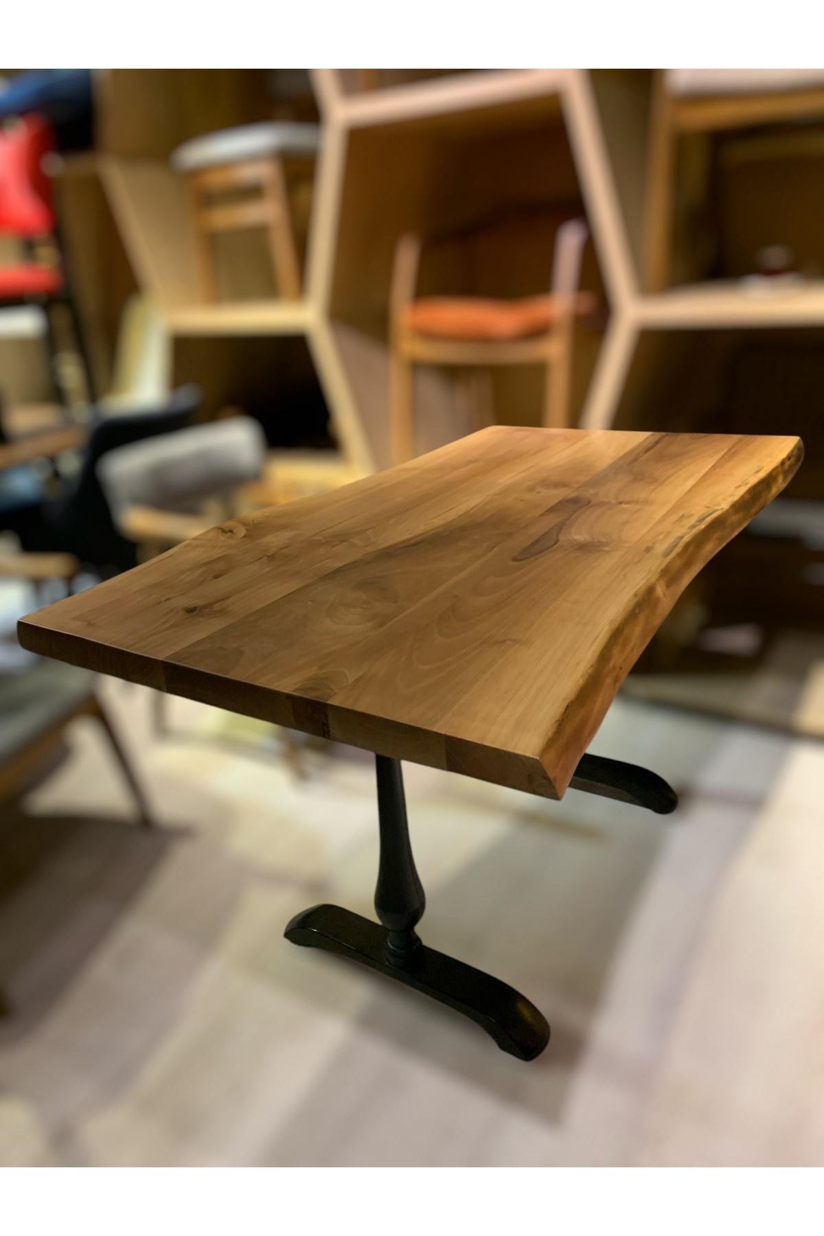 CAFE MASA Ahşap Kütük Masa DAMLA AYAK 180x90
