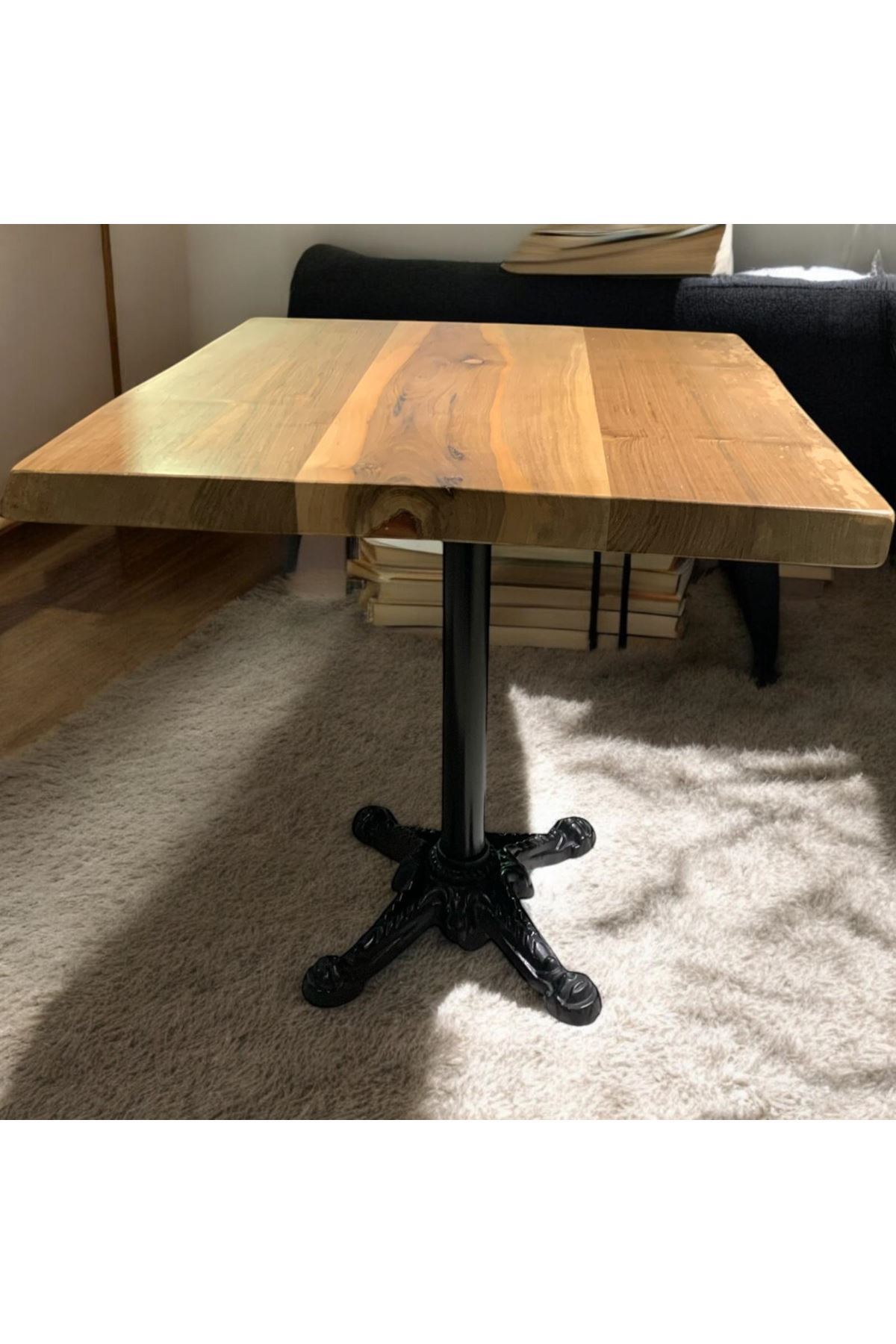 CAFE MASA Ahşap Kütük Masa ASLAN AYAK KARE 70x70
