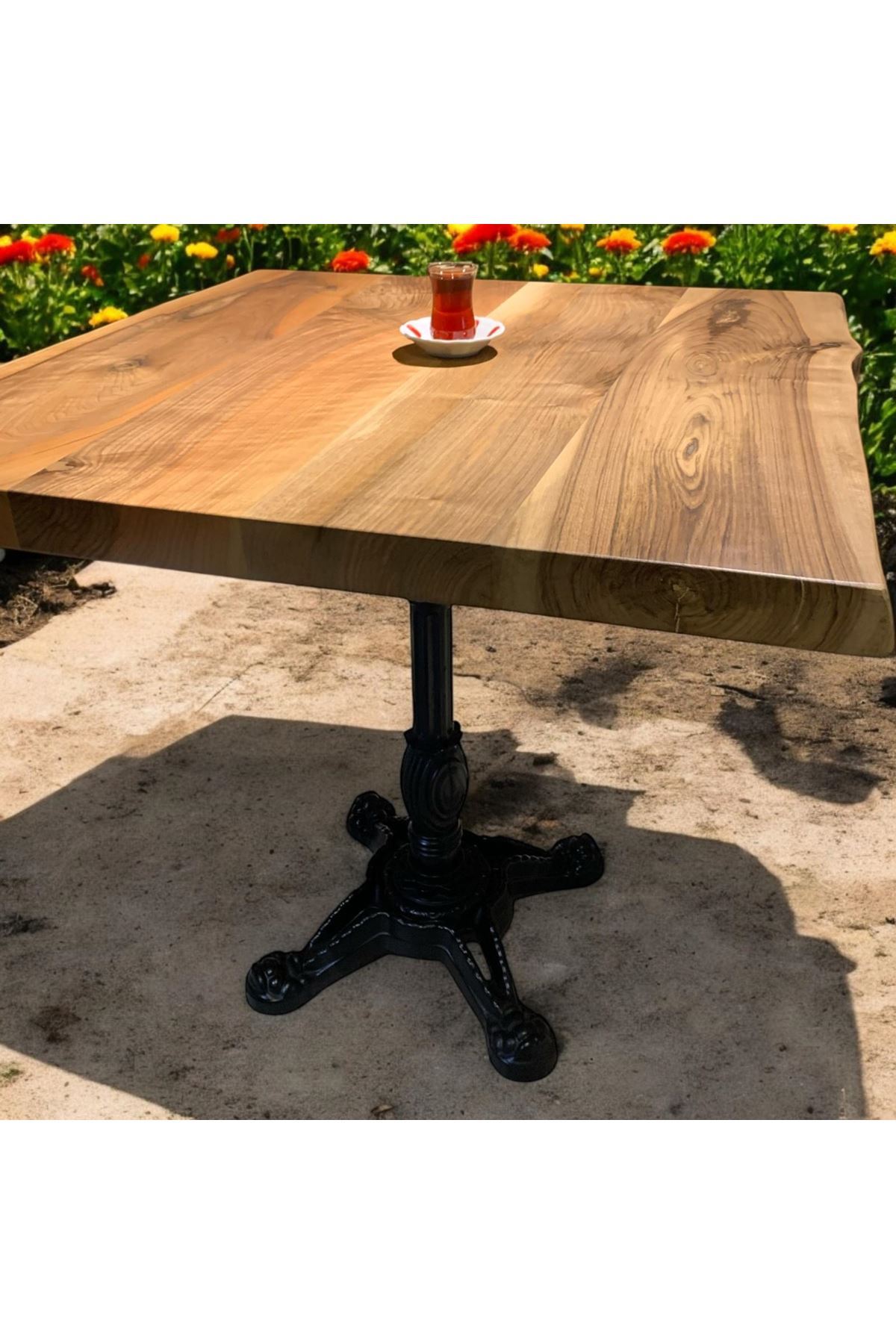 CAFE MASA Ahşap Kütük Masa ASLAN AYAK KARE 80x80