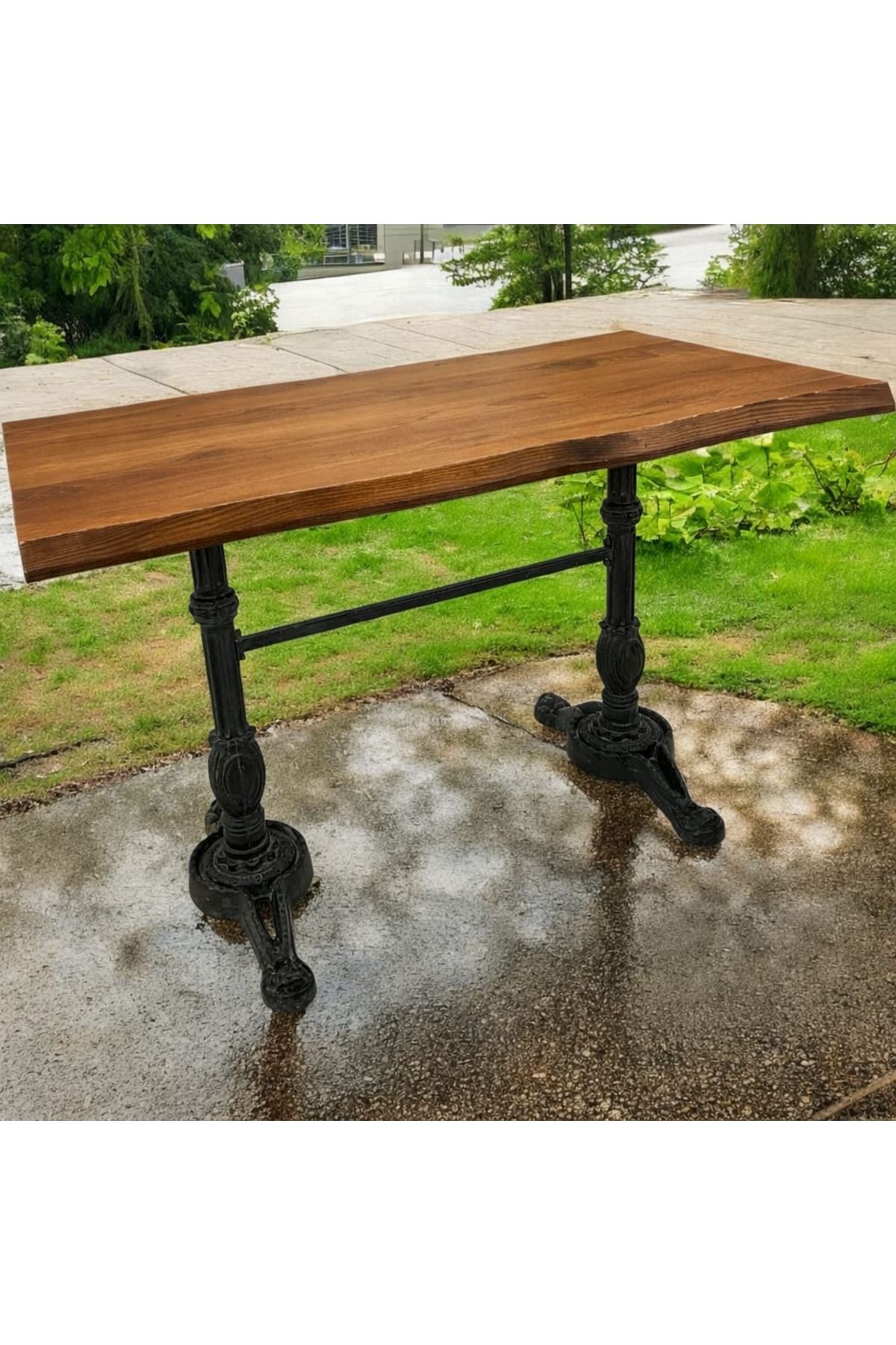 CAFE MASA KÖKNAR Kütük Masa CEVİZ ASLAN AYAK 160x80