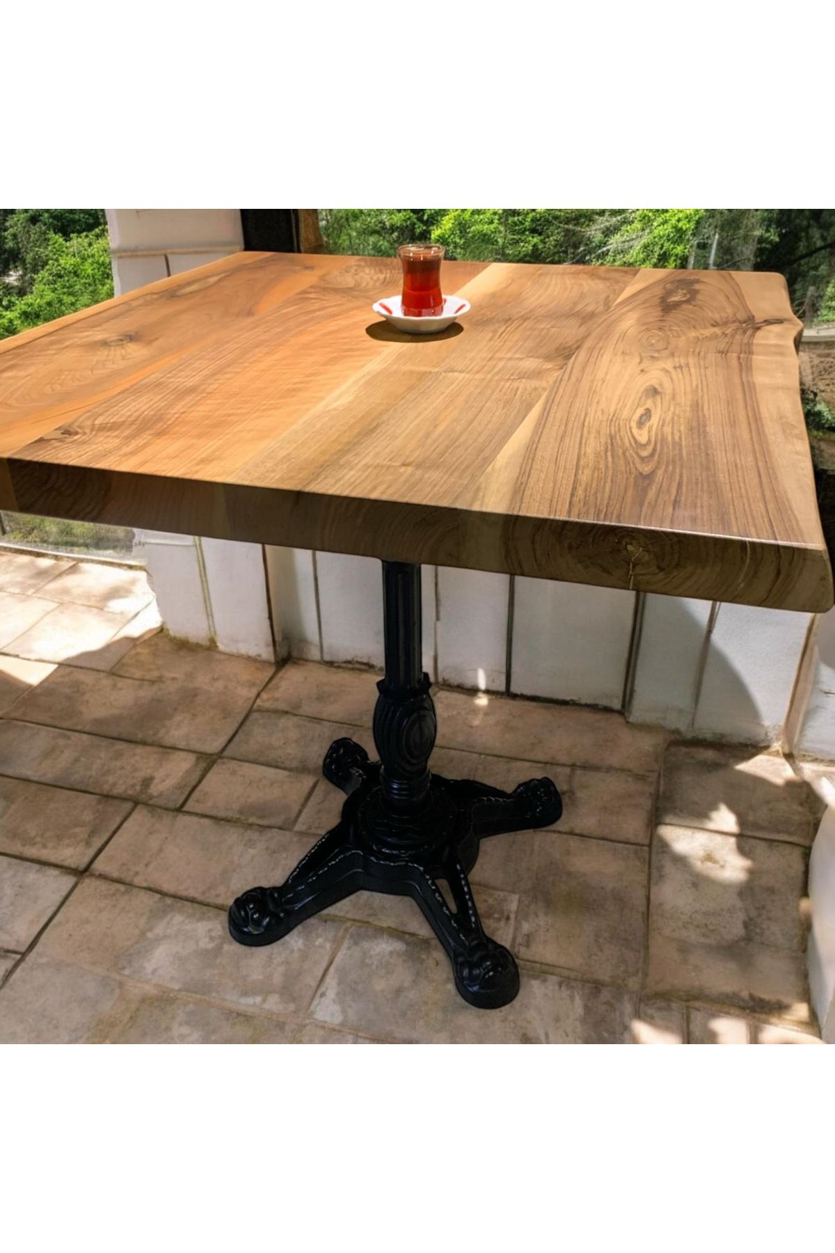 CAFE MASA Ahşap Kütük Masa ASLAN AYAK KARE 80x80