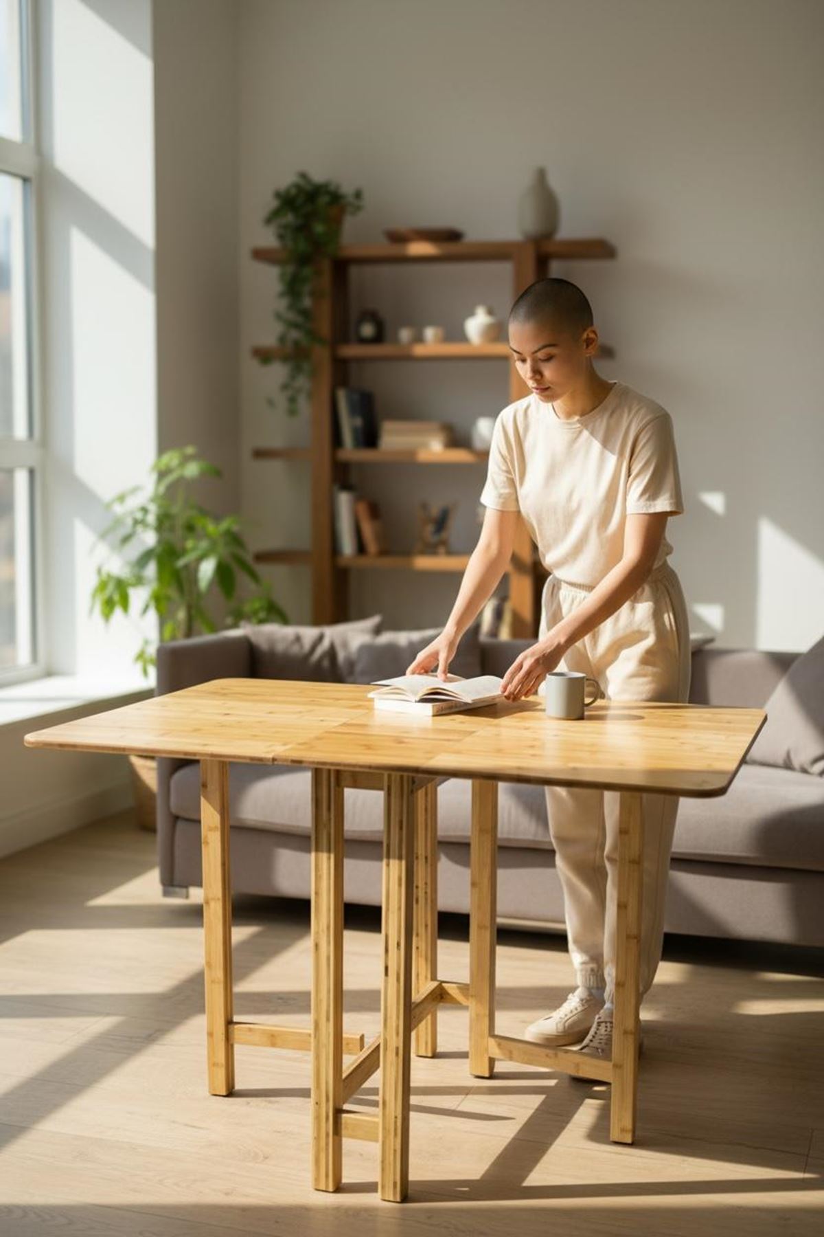 Katlanır Kanatlı Masa Yemek Masası Çalışma Masası Mutfak Masası BAMBU