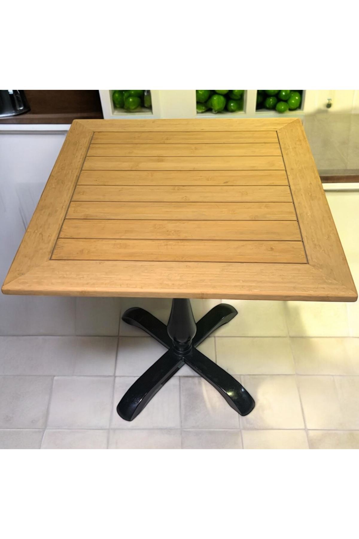 CAFE MASA BAMBU  AHŞAP YEMEK MASASI DAMLA AYAK 70x70