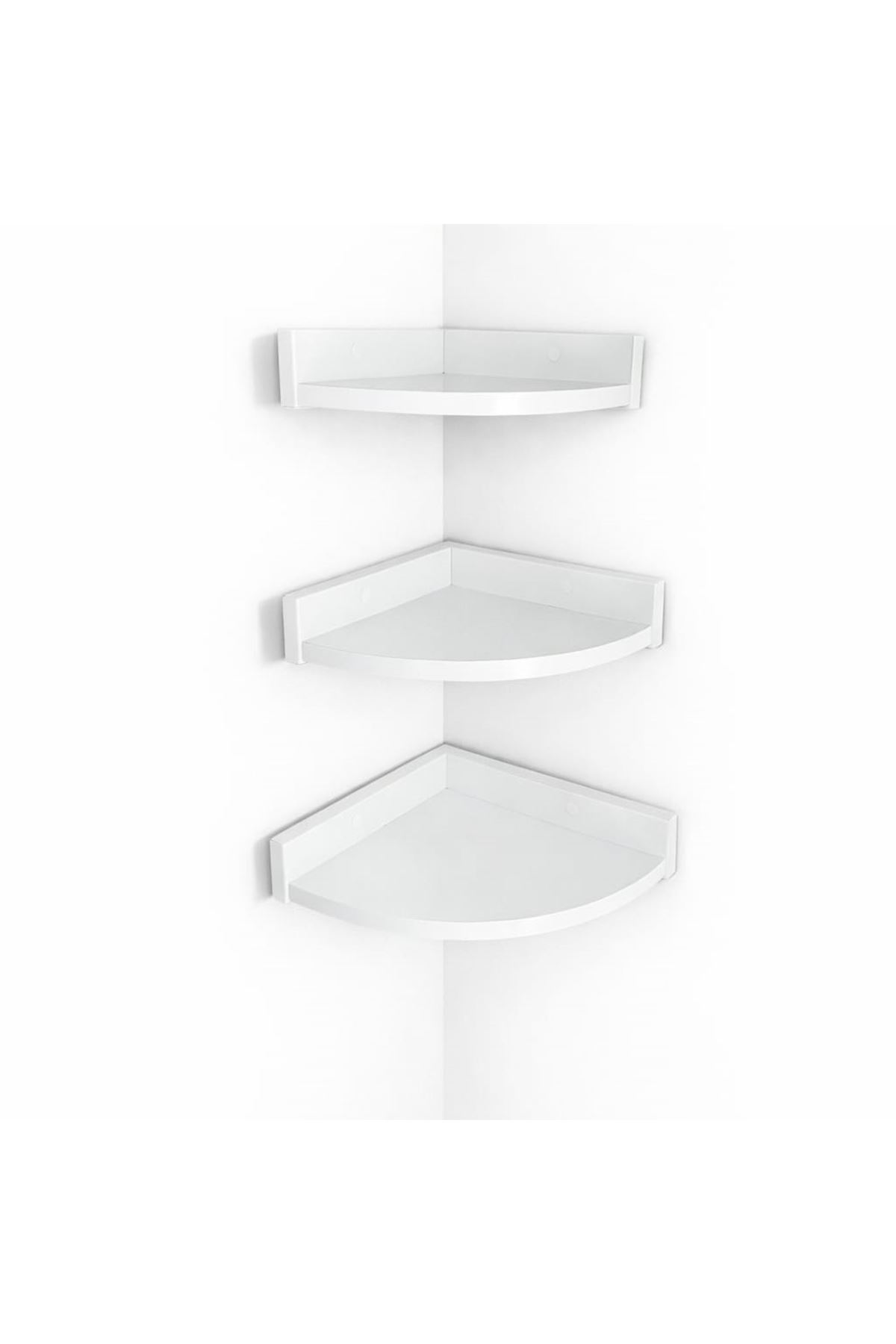 3'Lü Üçgen Köşe Duvar Raf 31 x 26 x 23