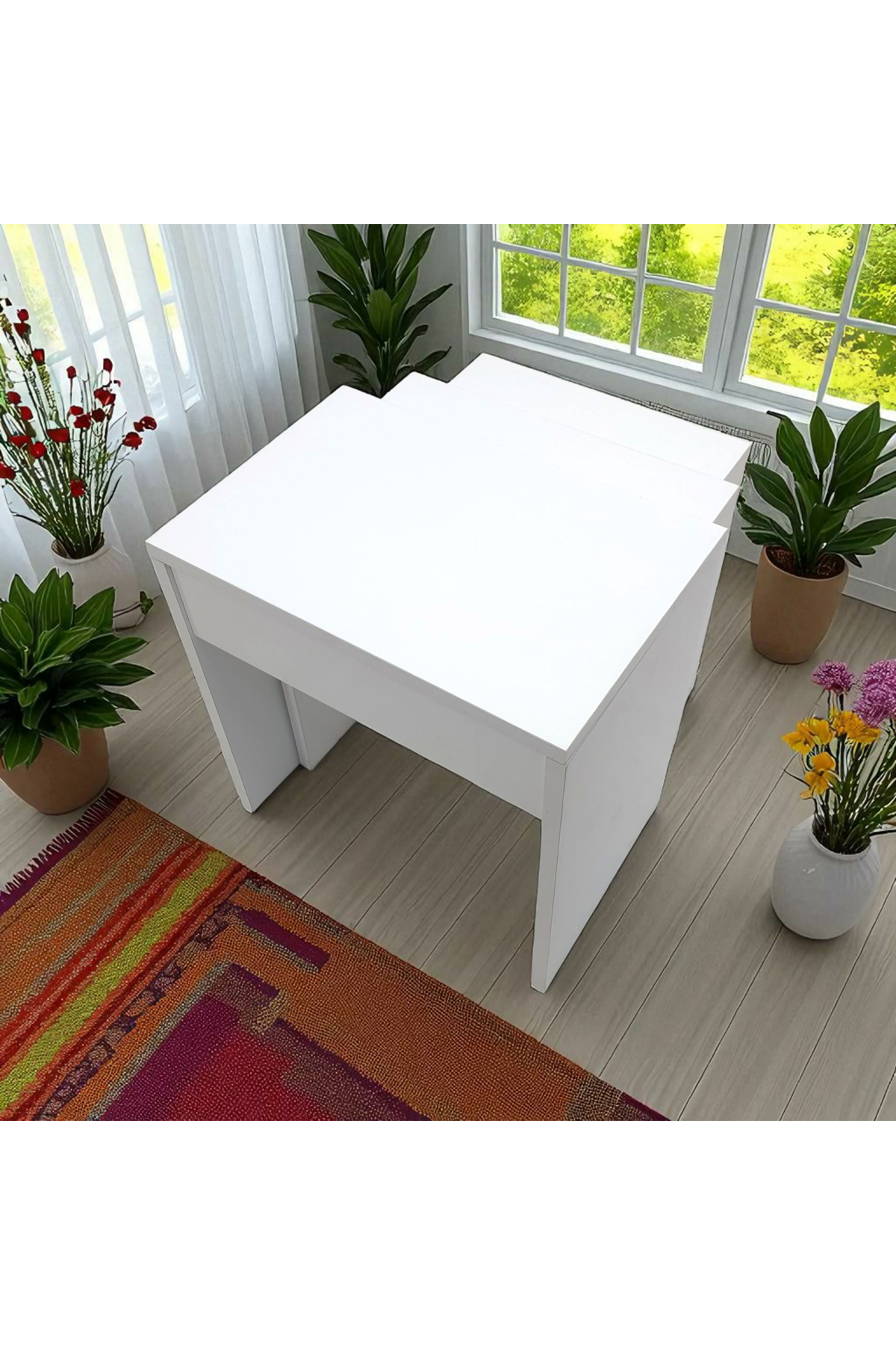 3'lü Zigon Sehpa BEYAZ ASIL