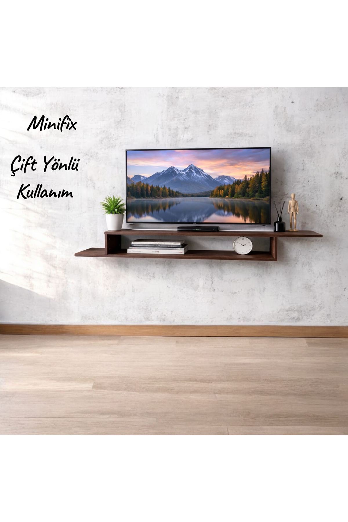 Dekoratif Raflı Duvar Tv Ünitesi  Z Raf Barok 130