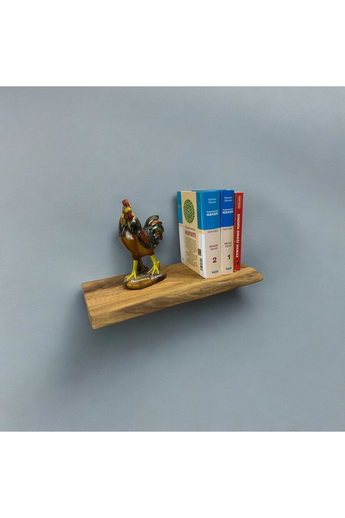 Ahşap Orijinal Ceviz Dekoratif Tekli Uçan Raf 15x40