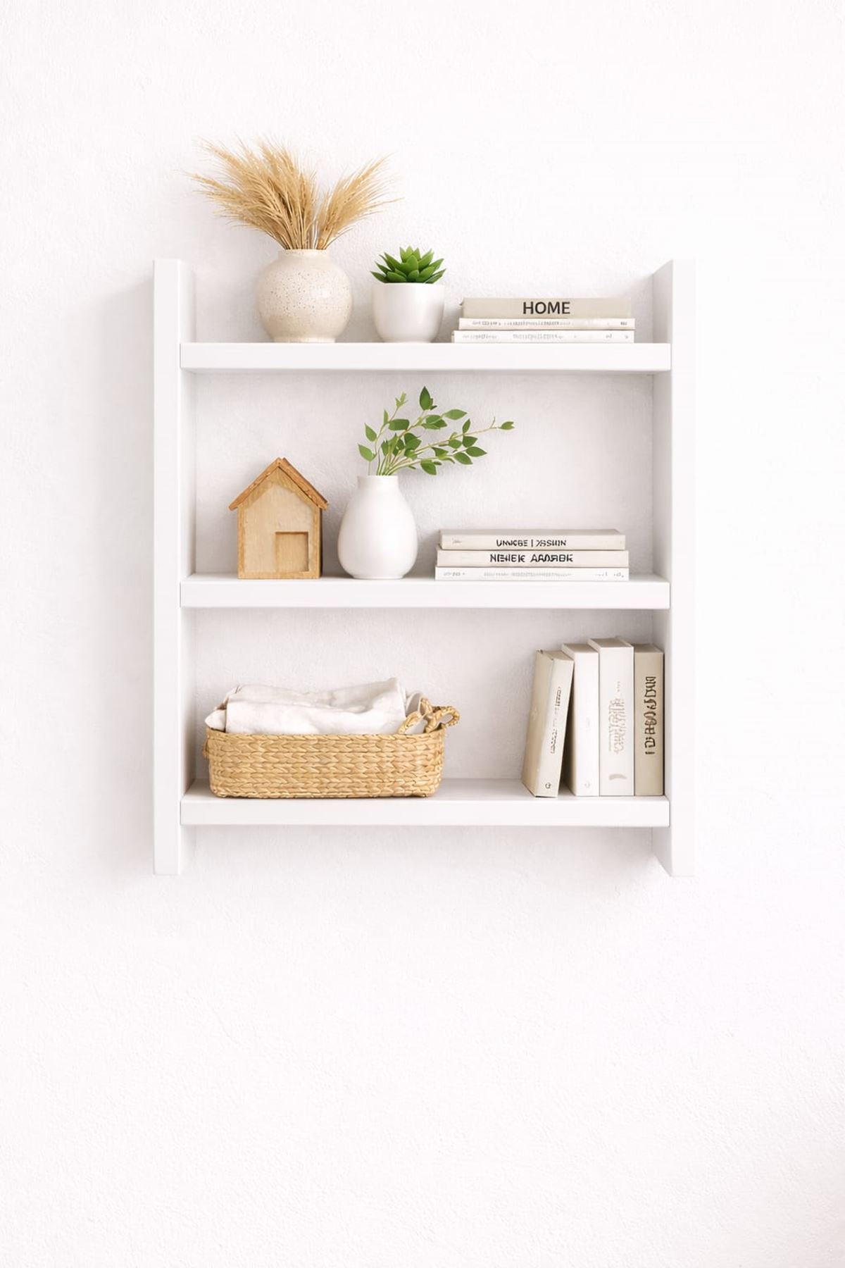 3'lü Duvar Rafı-Mutfak-Çok Amaçlı Raf-Beyaz 36x60x10