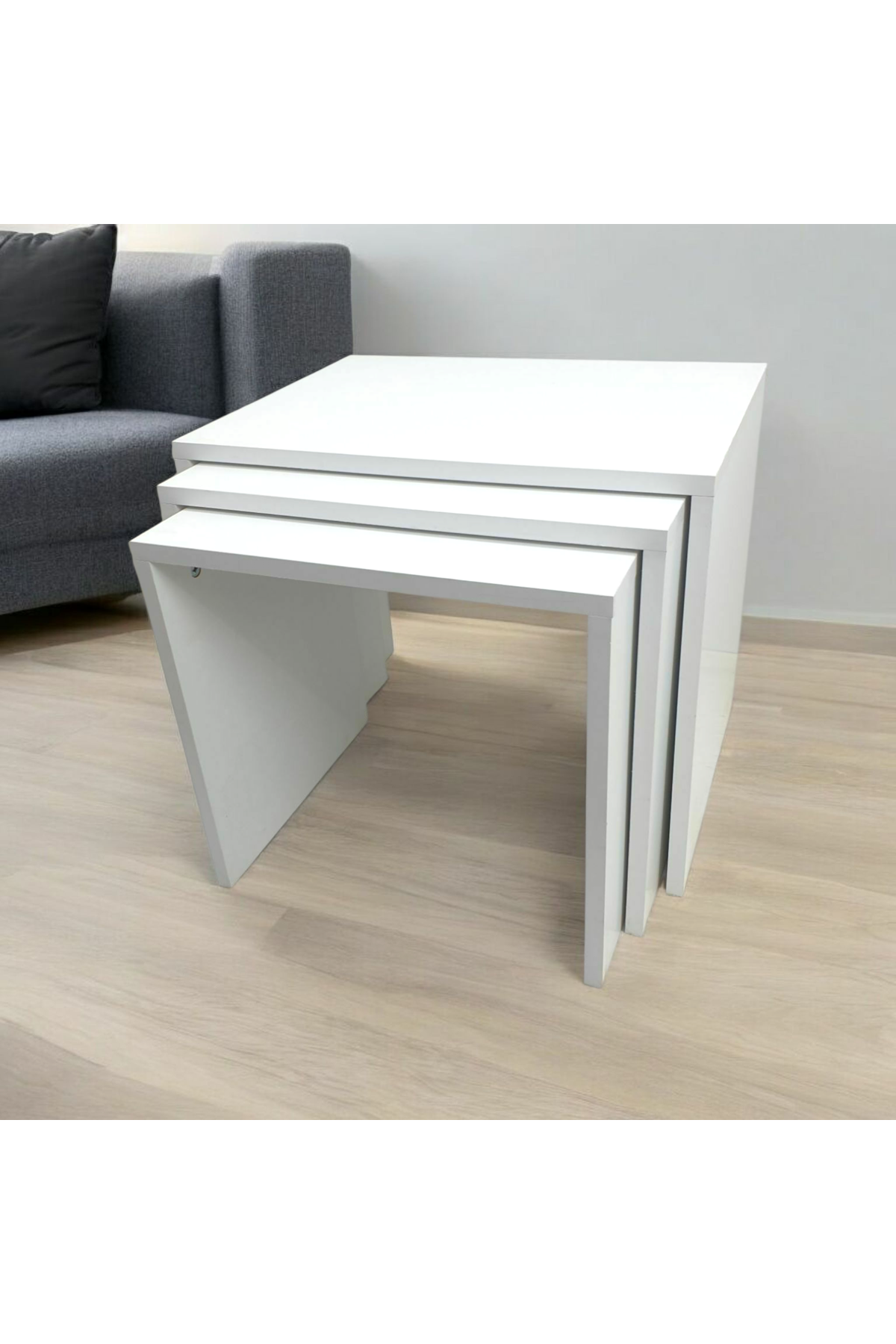 3'lü Zigon Sehpa BEYAZ ASIL