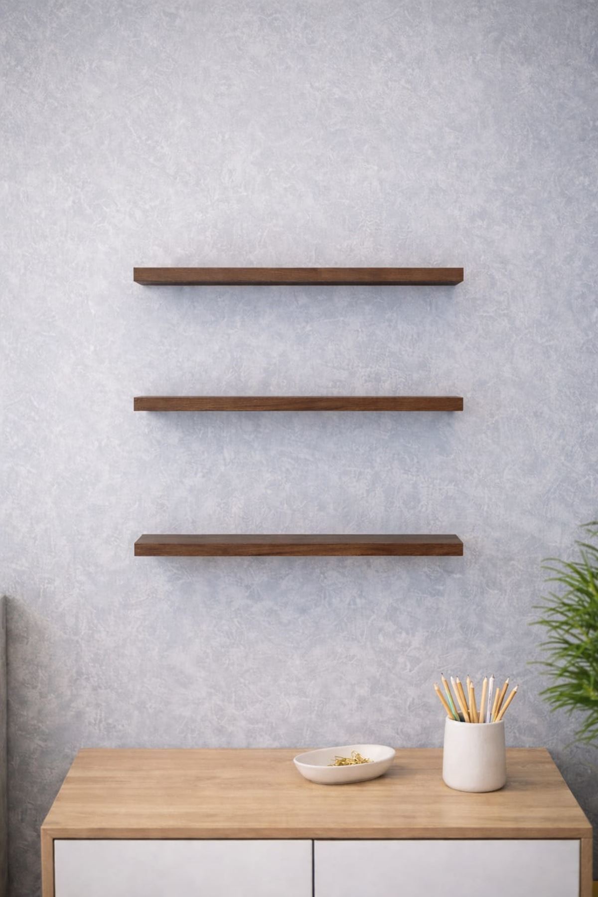 3'lü Uçan Duvar Rafı Set Gizli Raf- Barok 15x40