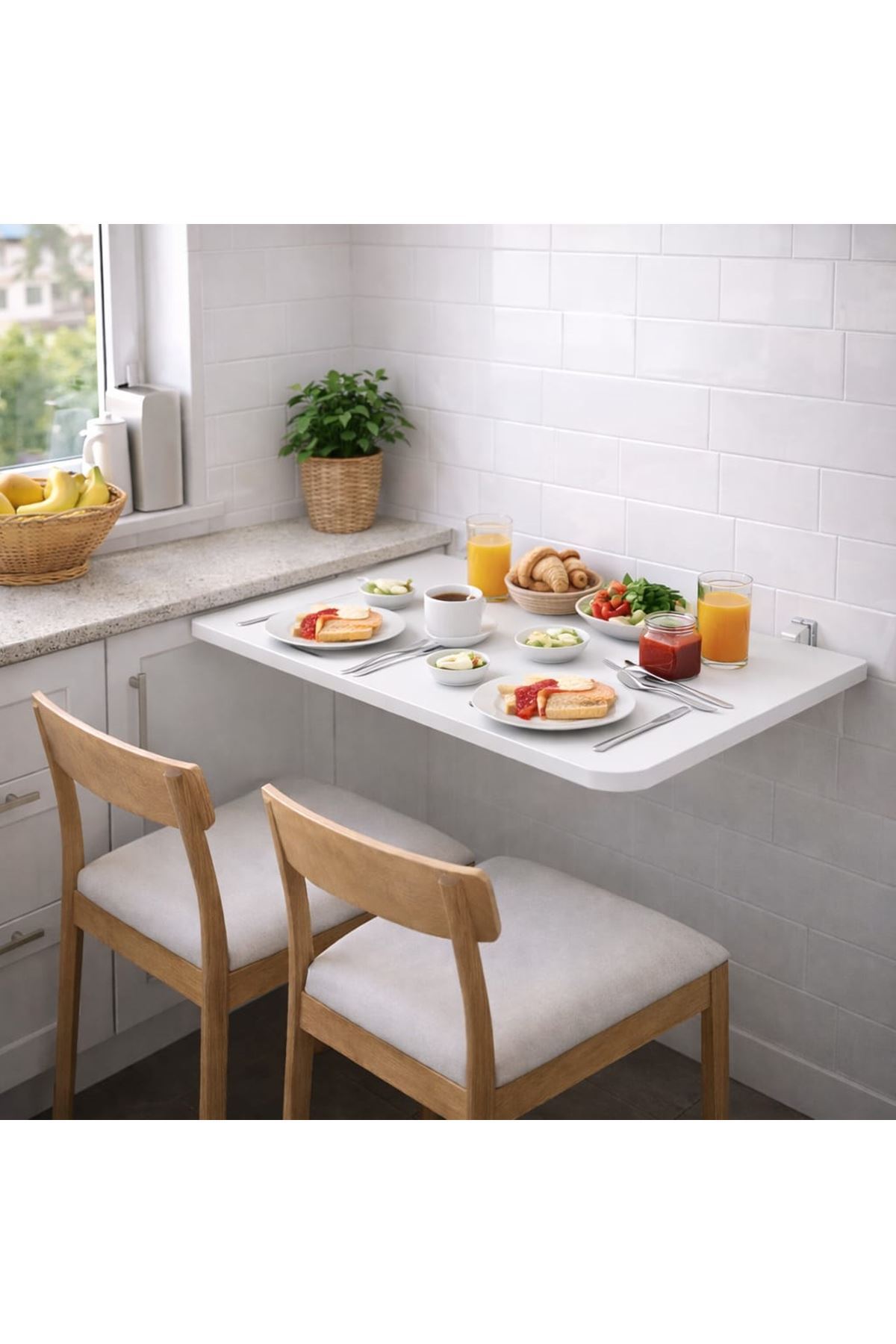 Açılır Kapanır Çalışma Masası Mutfak Masası Katlanır Duvar Masası BEYAZ 45x60