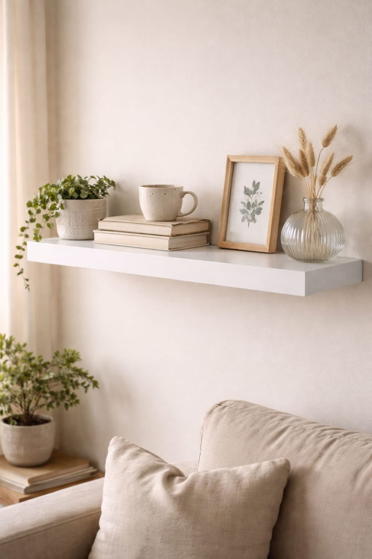 30 mm Tekli Uçan Duvar Rafı Set Gizli Raf- Beyaz - 15x40