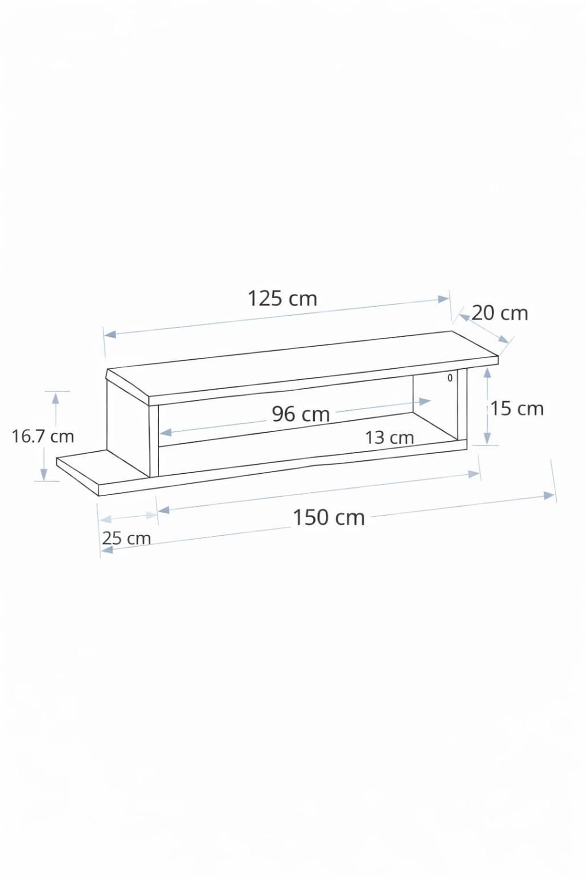 Dekoratif Raflı Duvar Tv Ünitesi  Z Raf Beyaz 130