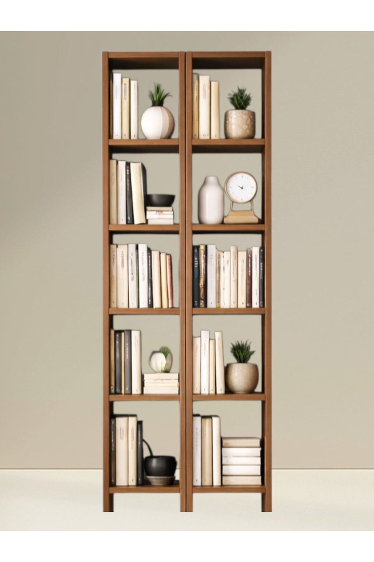 2'li 6 Raflı Dekoratif Kitaplık BAROK Kitaplık Ofis Kitaplığı Dolap Kitap Rafı