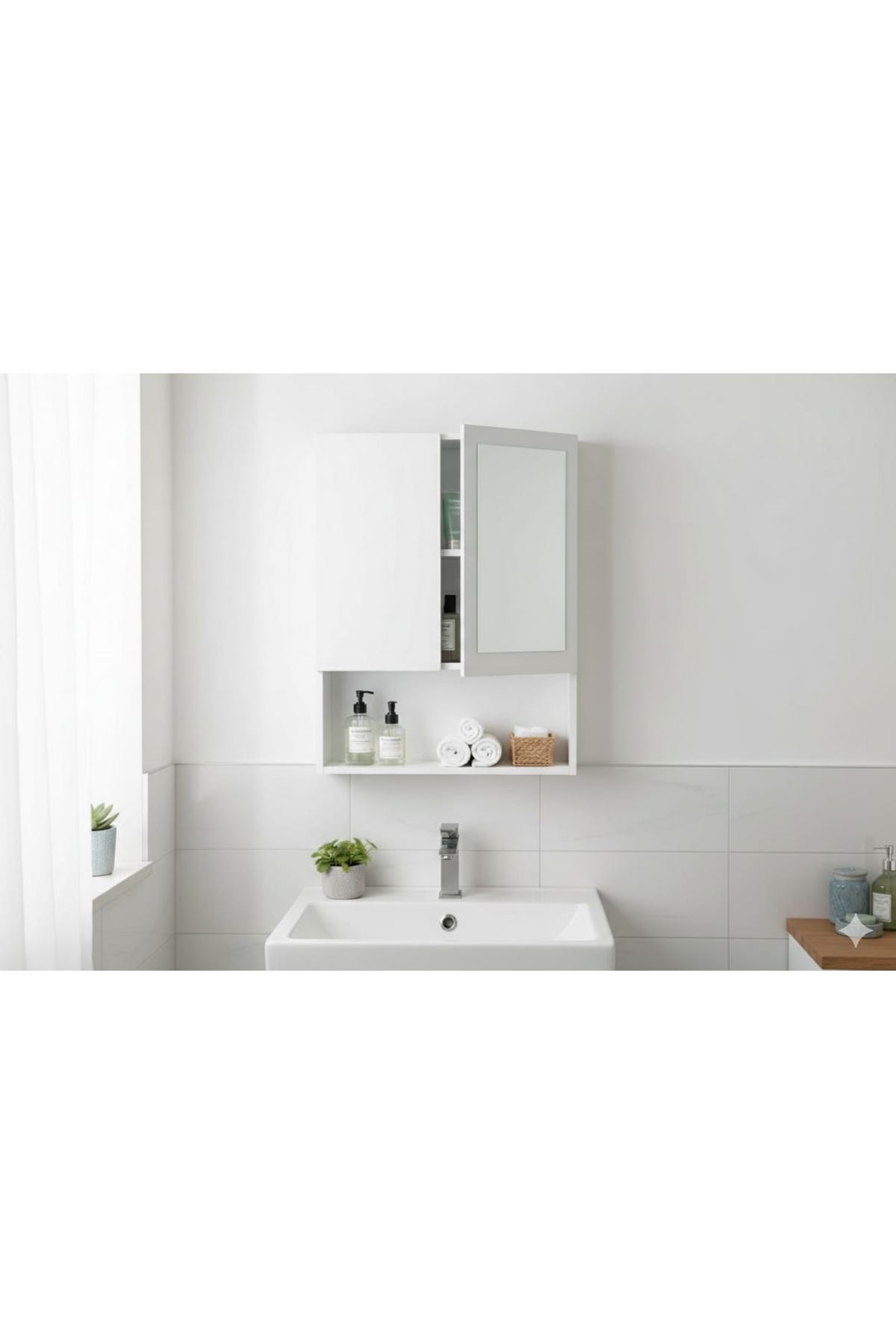 İki Kapaklı Aynalı Banyo Dolabı